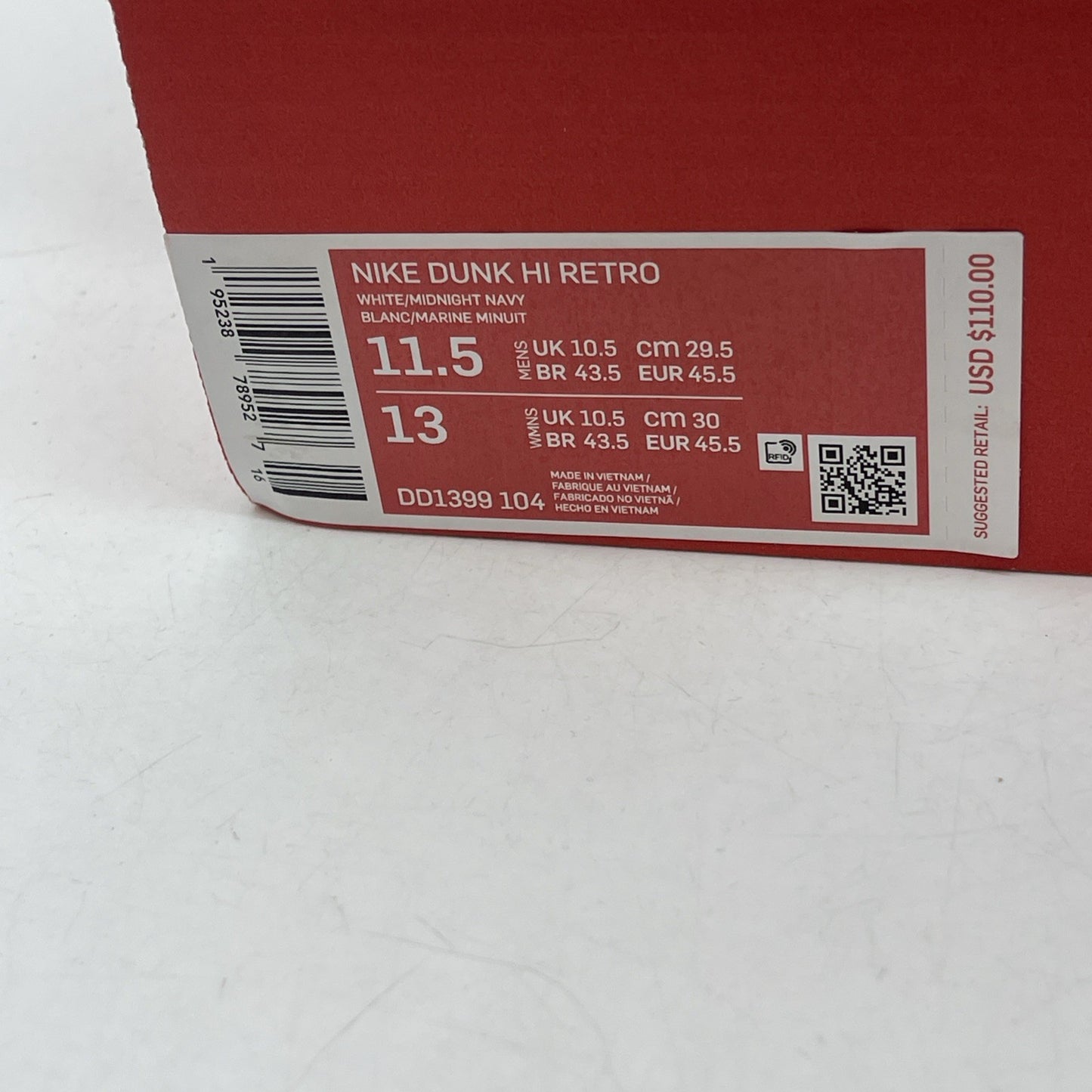 Size 11.5 - Nike Dunk High Midnight Navy (DD1399-104)
