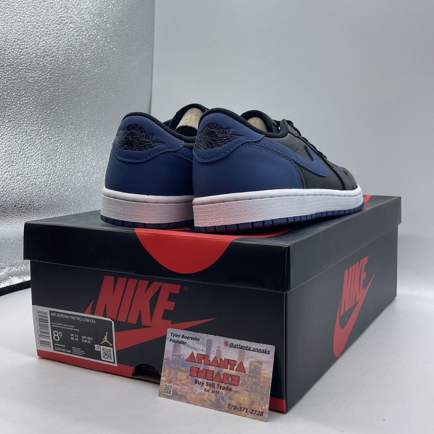 Size 8.5 - Jordan 1 Low OG Mystic Navy Blue Leather White (CZ0790-041)