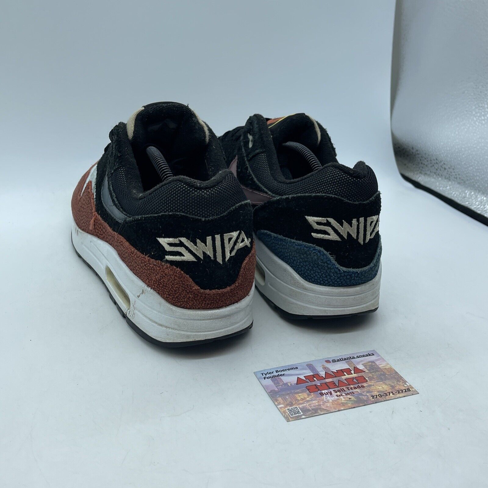 Size 11.5 - Nike De'Aaron Fox x Air Max 1 Swipa Black Blue Suede (CJ9746-001)