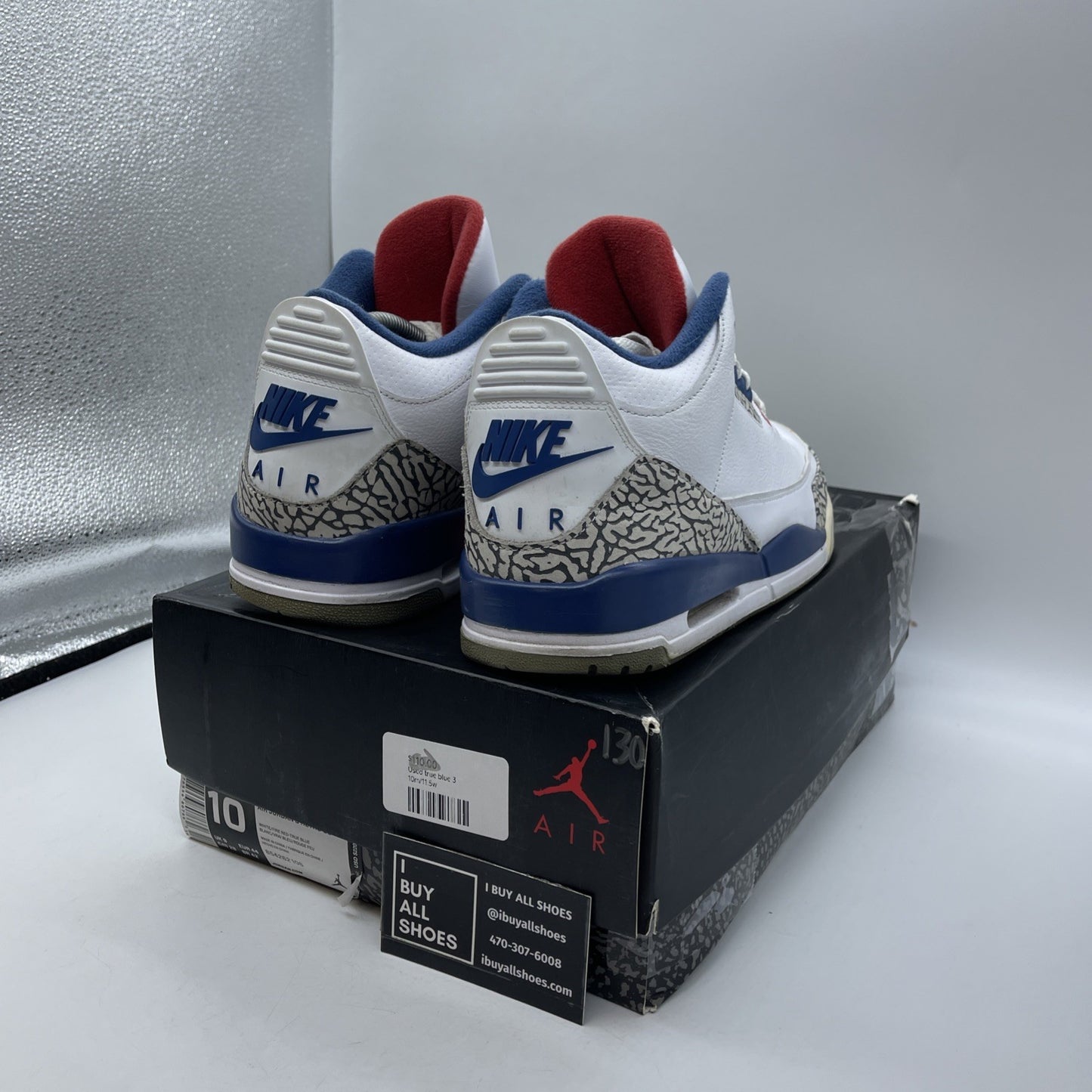 Size 10 - Jordan 3 Retro OG Mid True Blue Grey White Leather (854262-106)