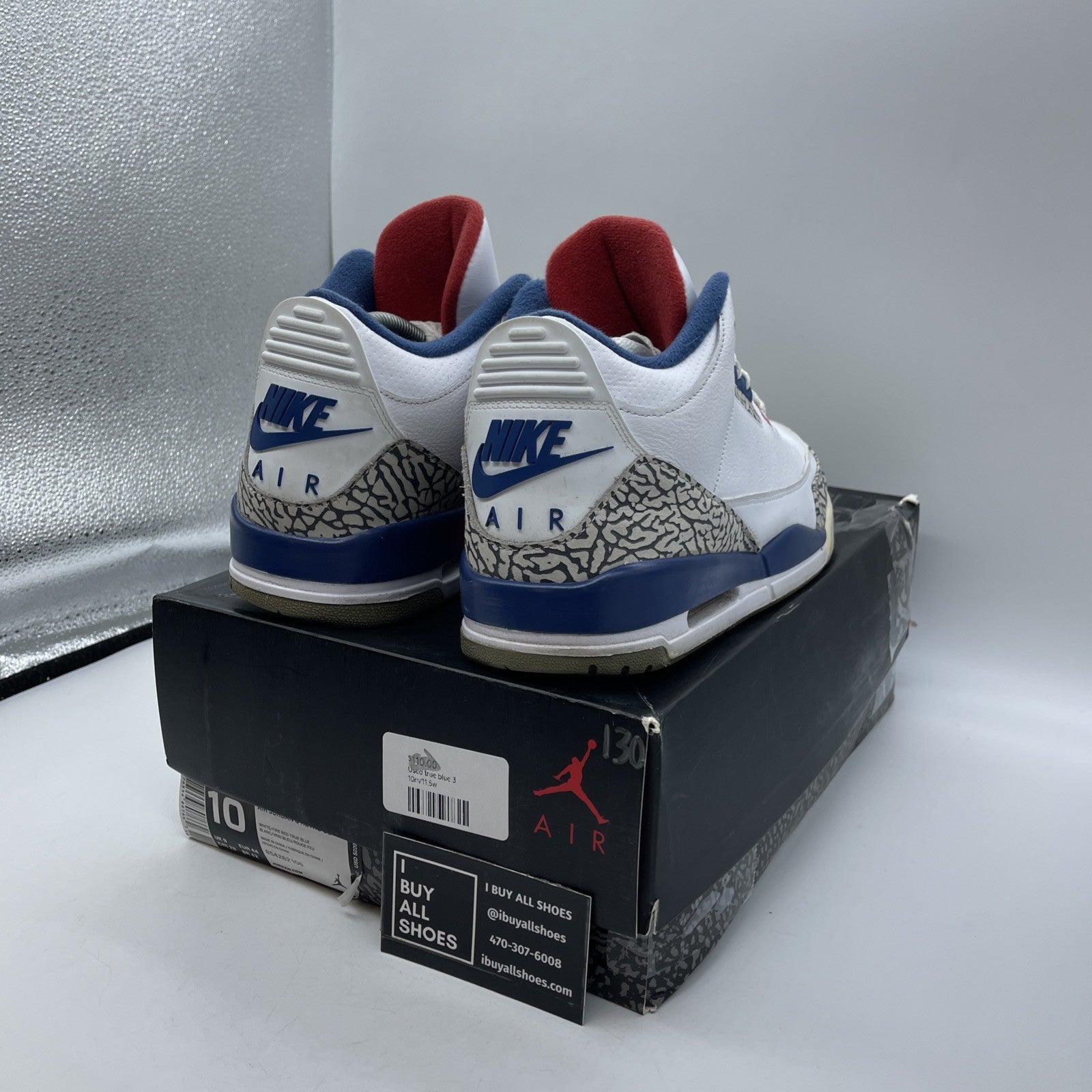 Size 10 - Jordan 3 Retro OG Mid True Blue Grey White Leather (854262-106)