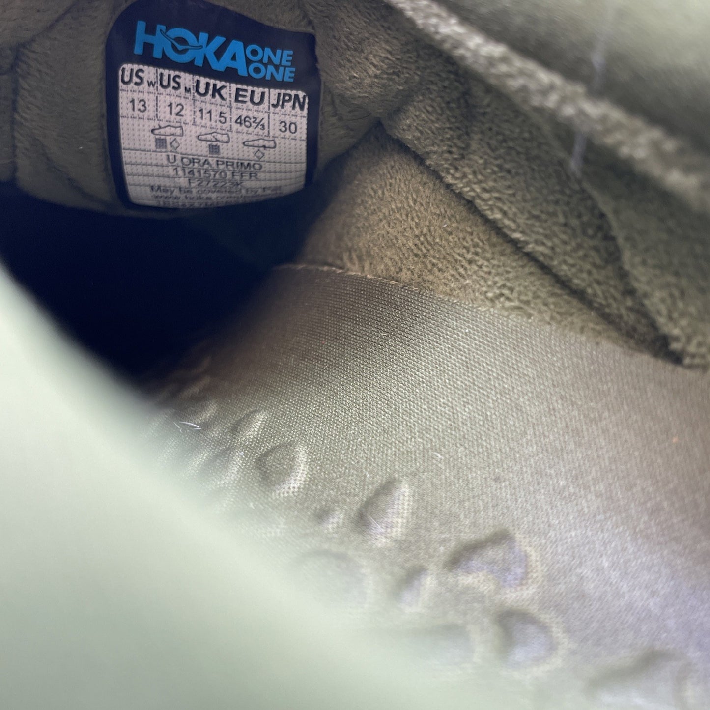 Size 12 - Limited edition Hoka One Ora Primo Olive Green Black (1141570)