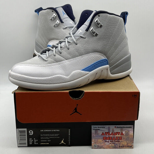 Size 9 - Air Jordan 12 Retro Grey University Blue White Leather Suede 130690-007