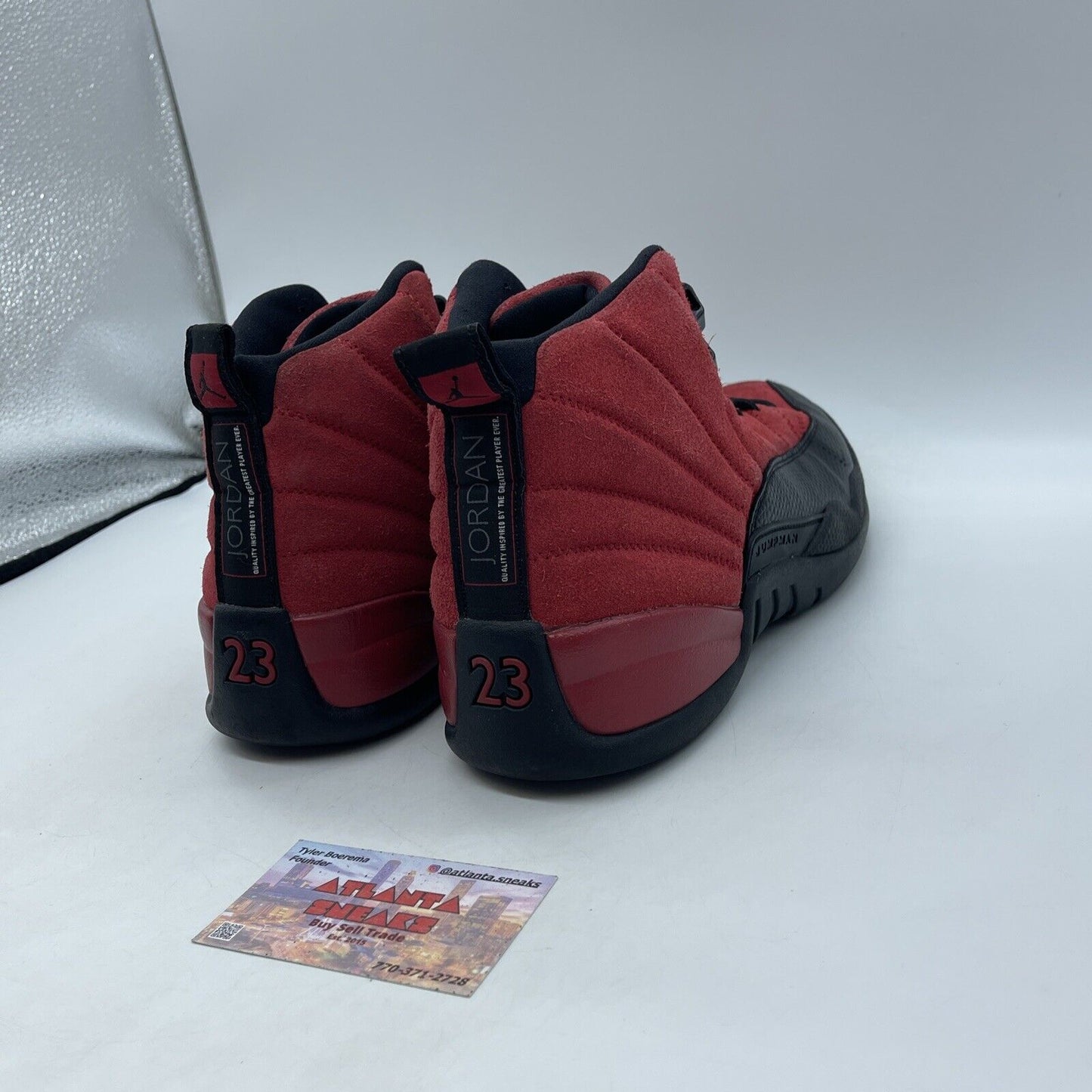 Size 10 - Jordan 12 Retro Reverse Flu Game Red Suede Black Leather (CT8013-602)