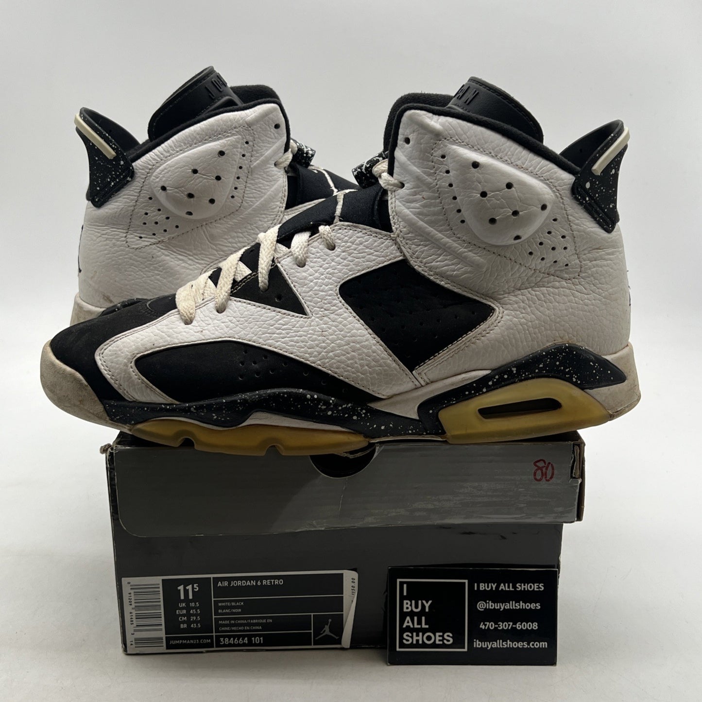 Size 11.5 - Air Jordan 6 Retro Oreo (384664-101)