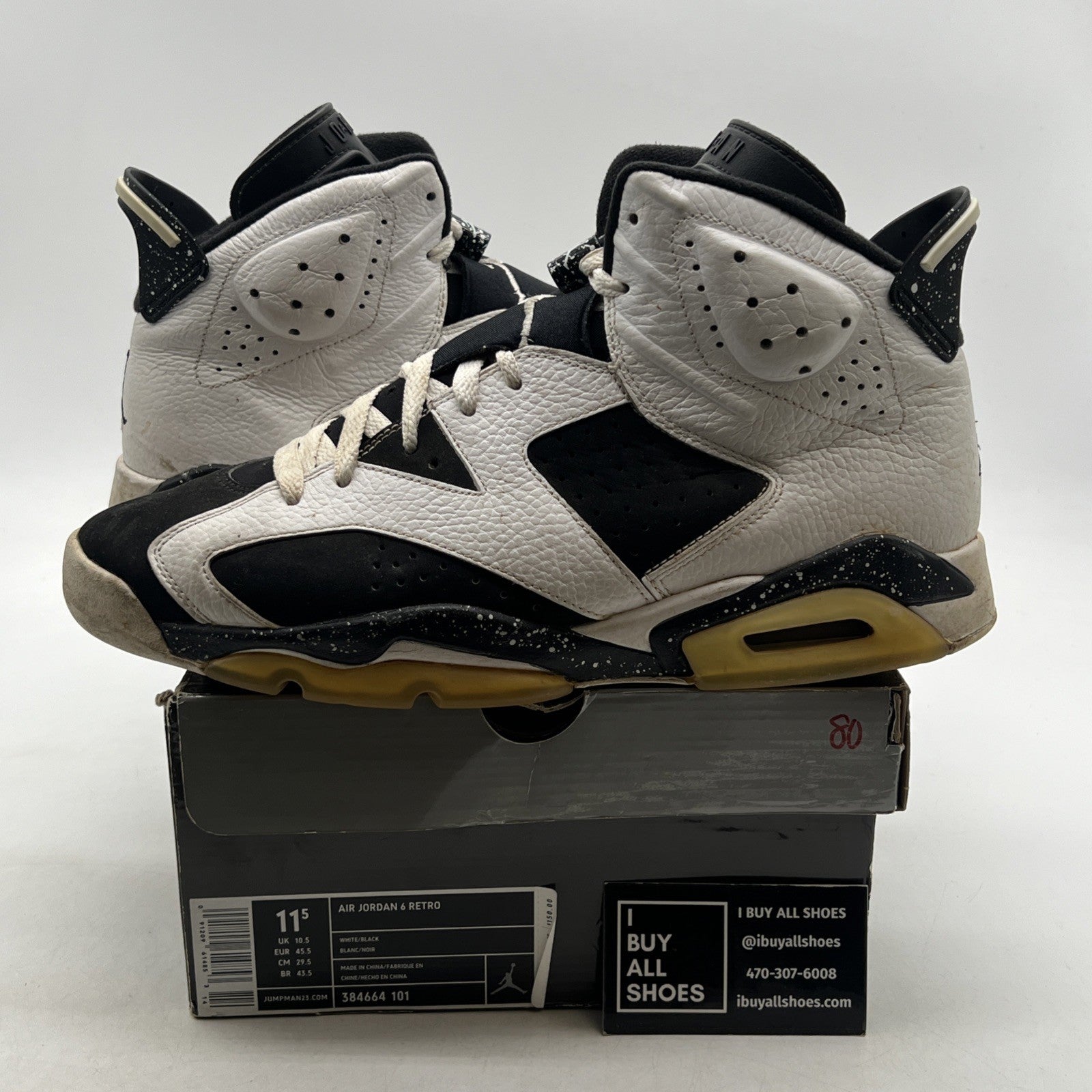 Size 11.5 - Air Jordan 6 Retro Oreo (384664-101)