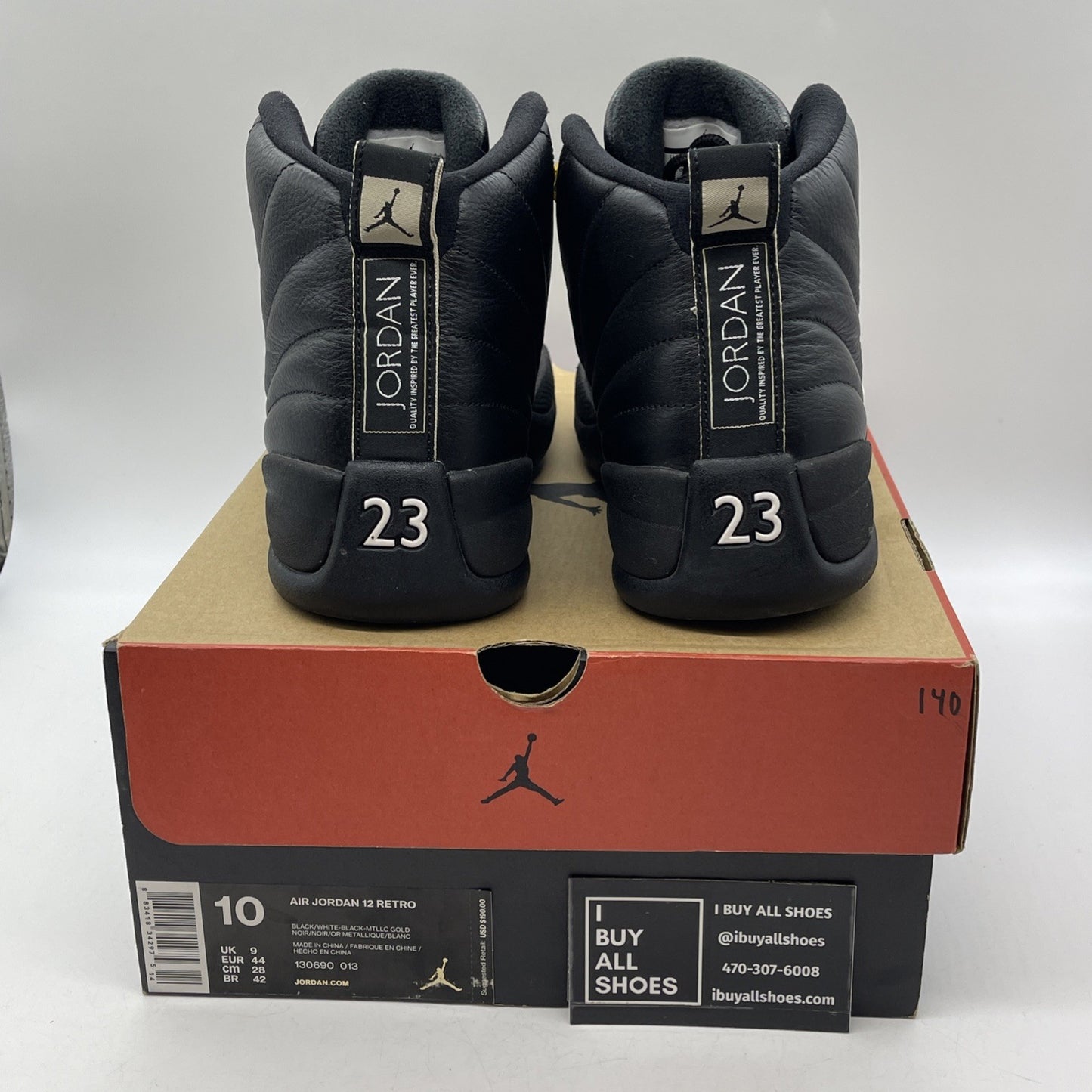Size 10 - Air Jordan 12 Retro The Master Black White Suede Leather (130690-013)