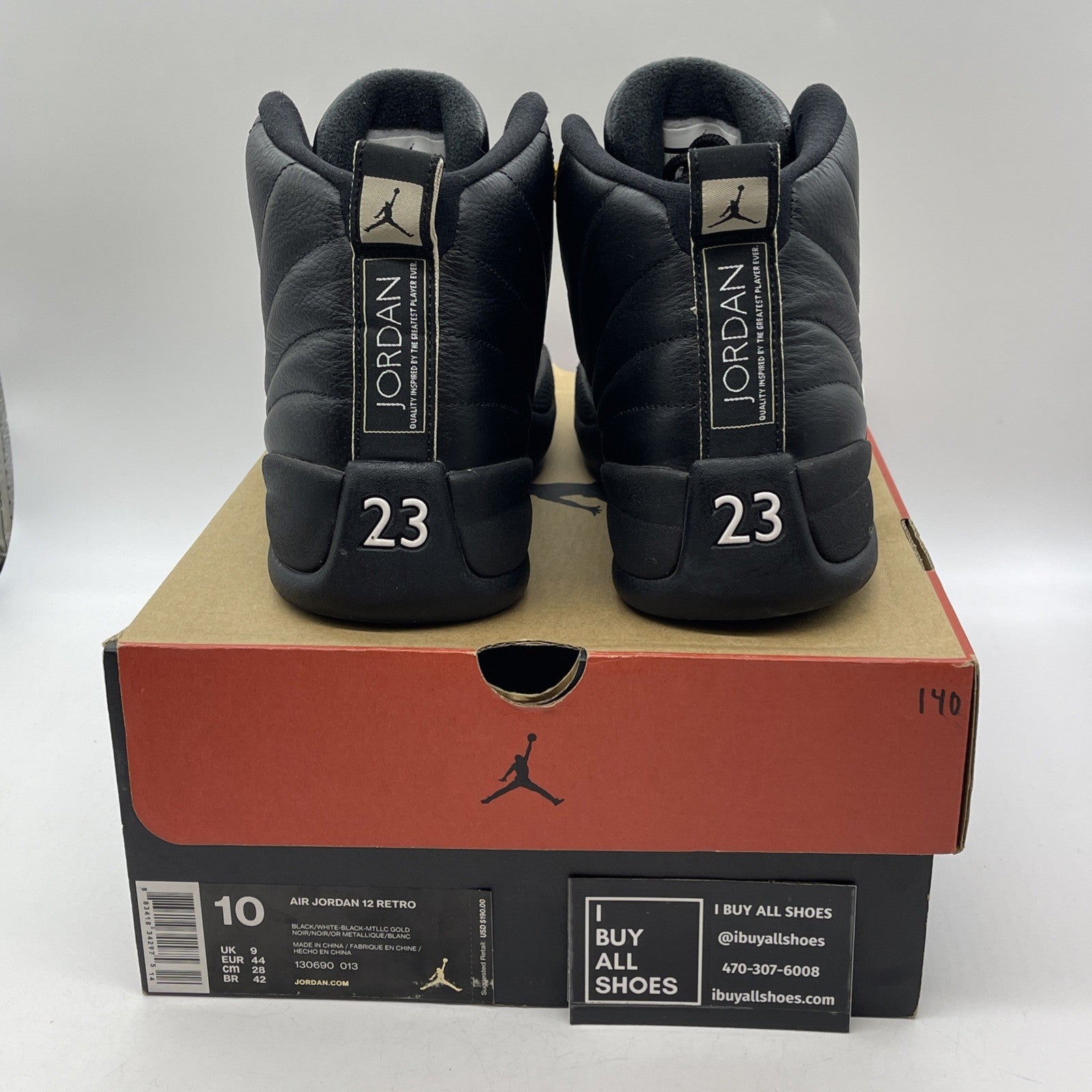 Size 10 - Air Jordan 12 Retro The Master Black White Suede Leather (130690-013)