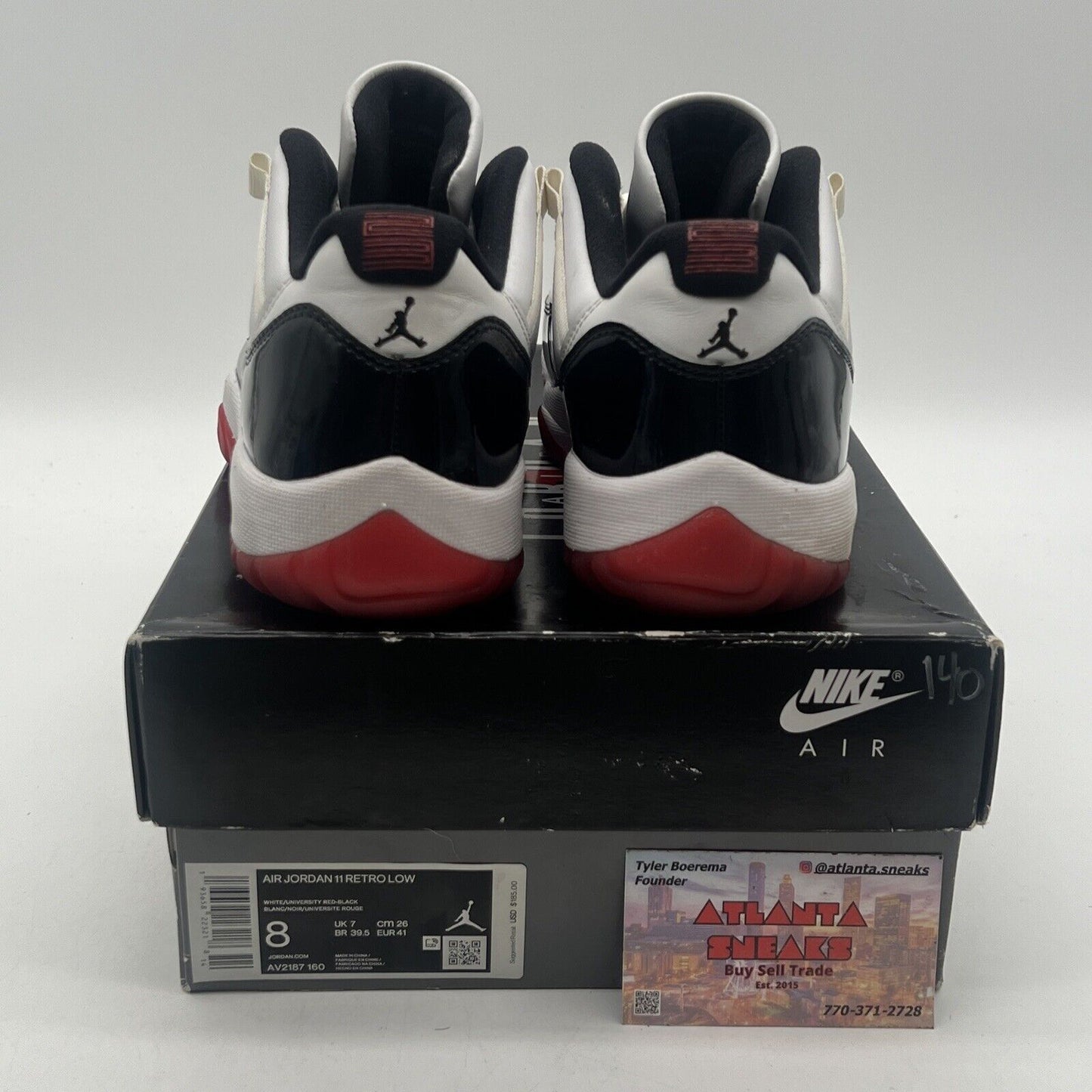 Size 8 - Jordan 11 Retro Low Concord-Bred White Black Red Leather (AV2187-160)