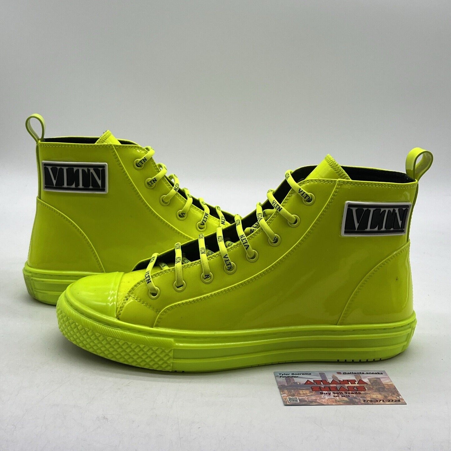 Size 9 - Valentino GaravaniMen's Wrist Length Leather Sneaker with Green Logo