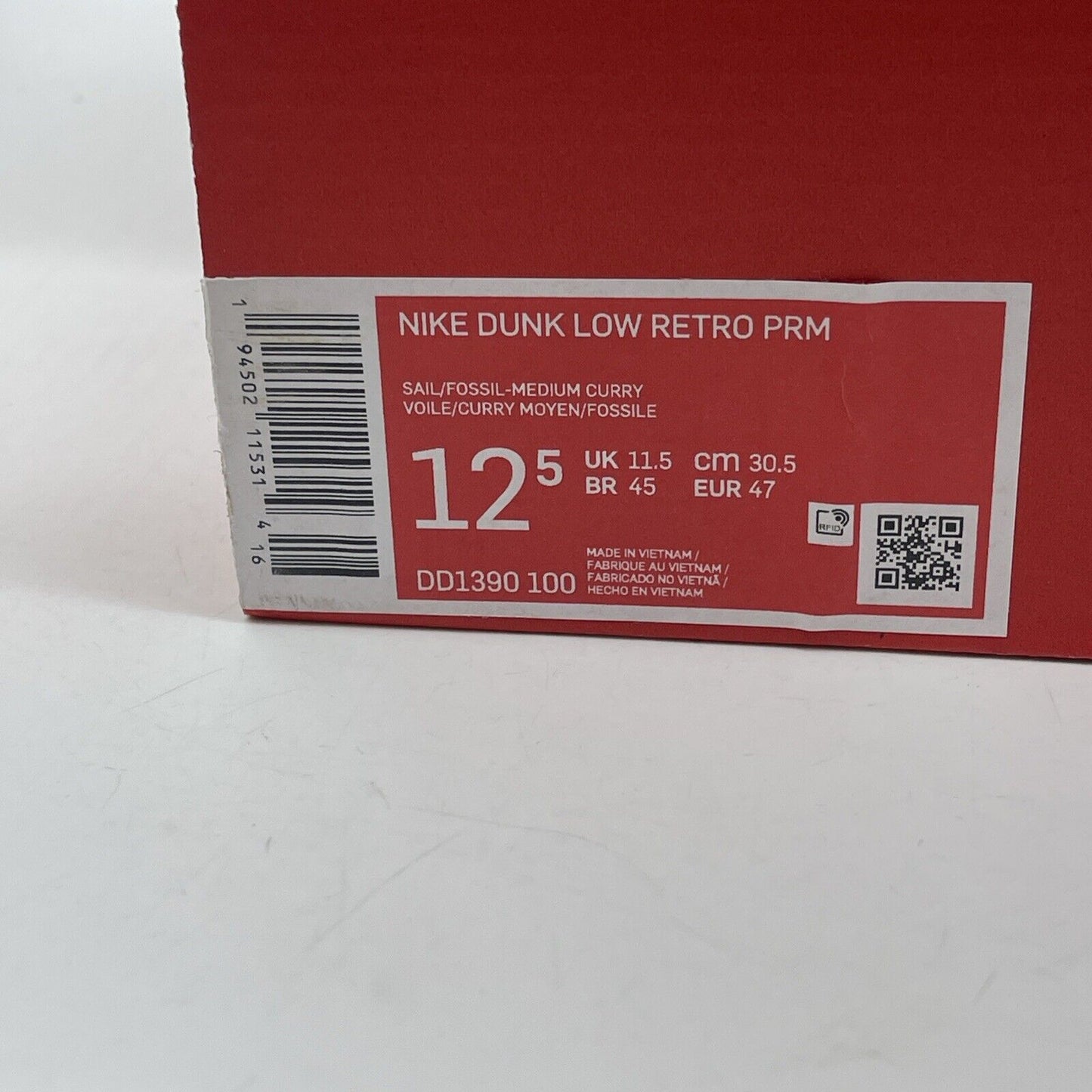 Size 12.5 - Nike Dunk Low Premium Medium Curry White Brown Suede (DD1390-100)