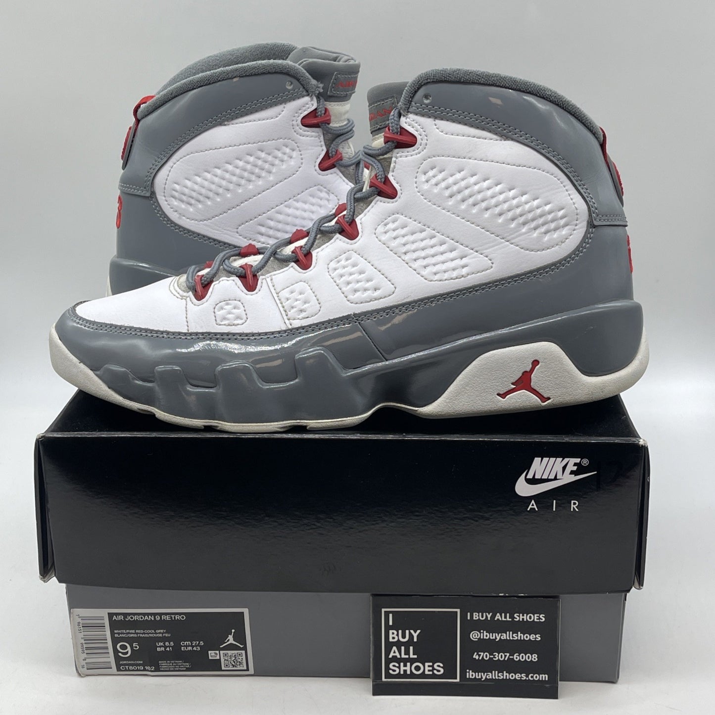Size 9.5 - Air Jordan 9 Retro Mid Fire Red Grey White Leather (CT8019-162)
