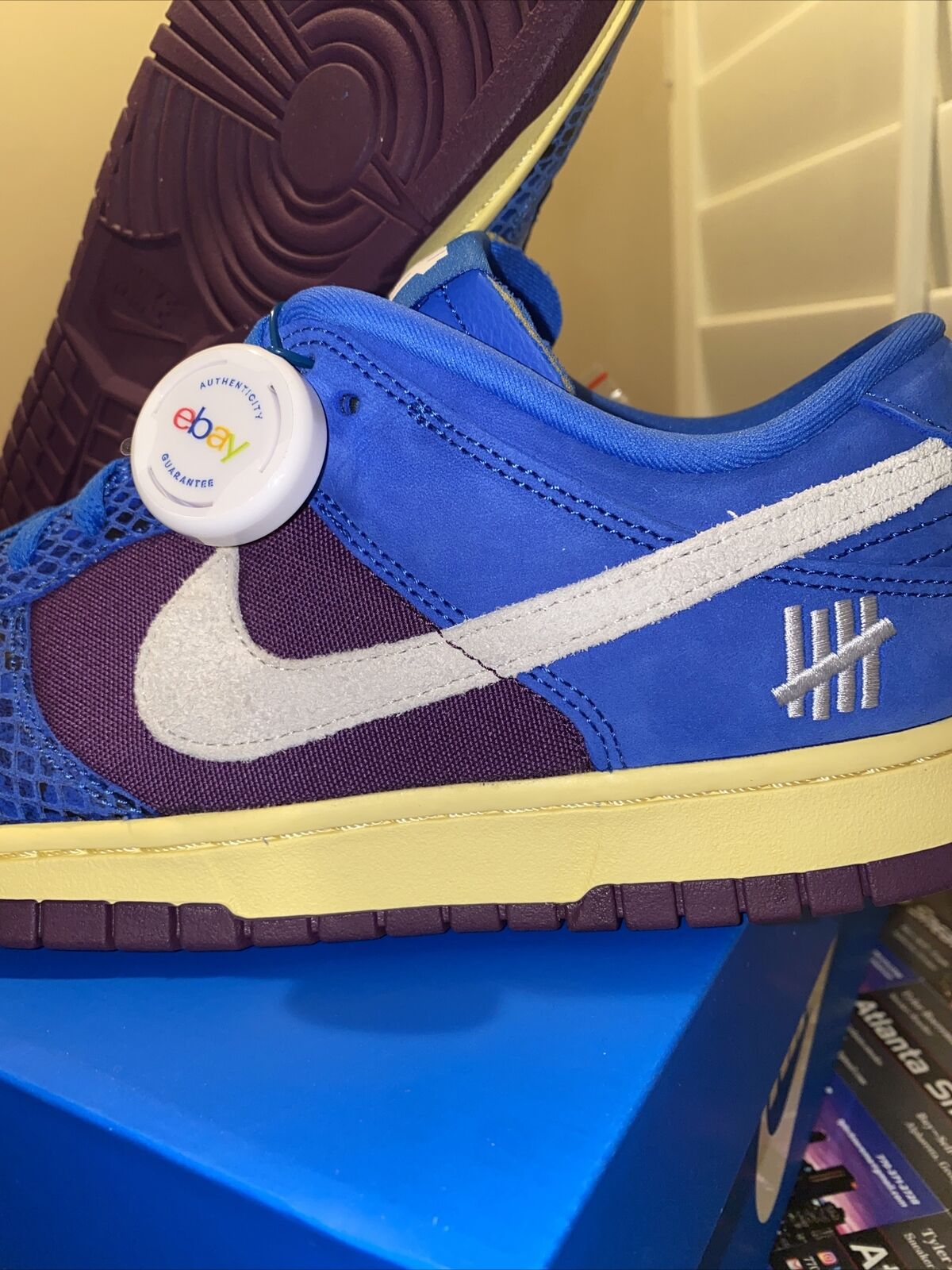 Nike X Undefeated Dunk Low SP Signal Blue/White-Night Purple Size US Men 10.5
