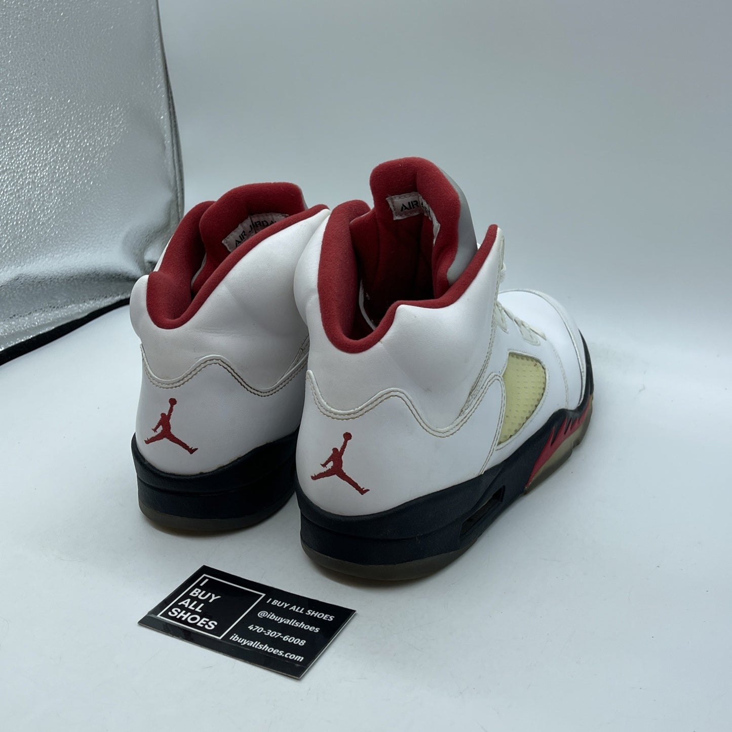 Size 10.5 - Air Jordan 5 Retro 2013 White Fire Red Leather (136027-100)