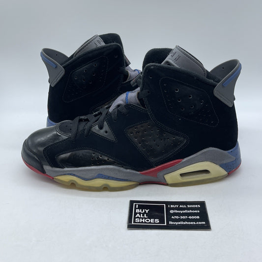 Size 9 - Air Jordan 6 Retro Pistons Black Red Blue Suede Leather (384664-001)