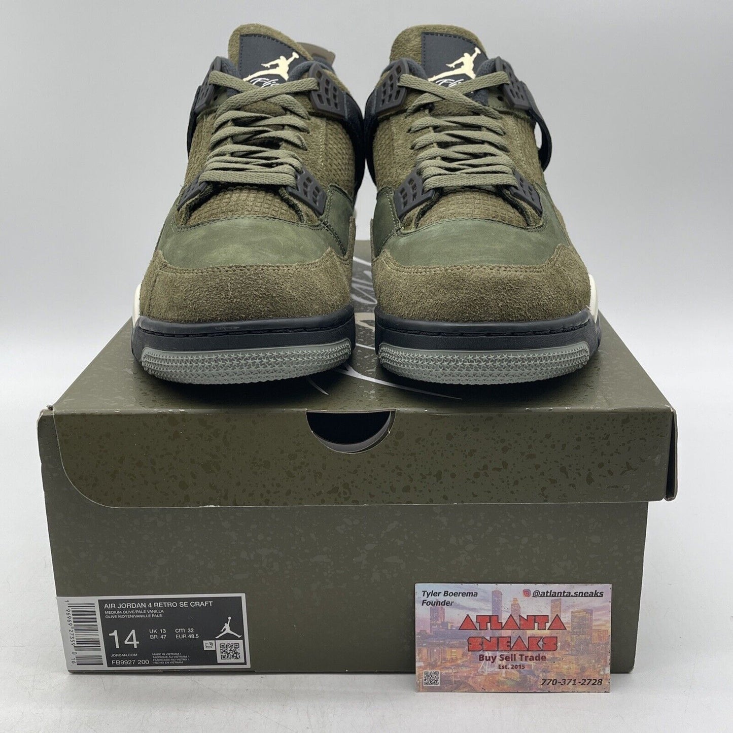 Size 14 - Jordan 4 SE Retro Low Craft - Olive Black Black Suede (FB9927-200)