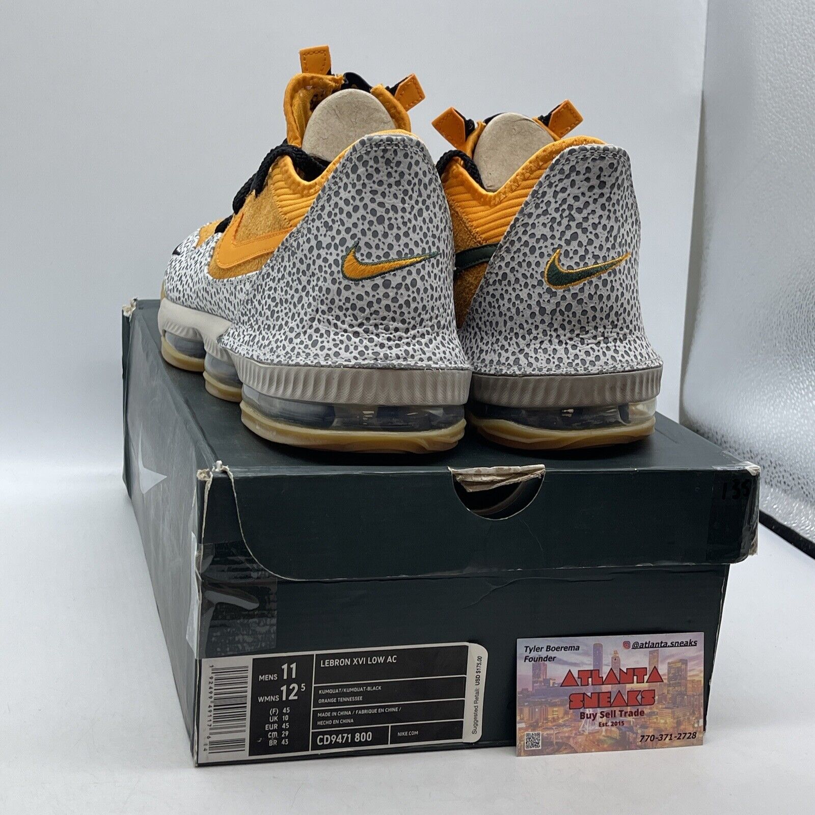 Size 11 - Nike Atmos x LeBron 16 Low Safari Orange Grey Green Suede (CD9471-800)