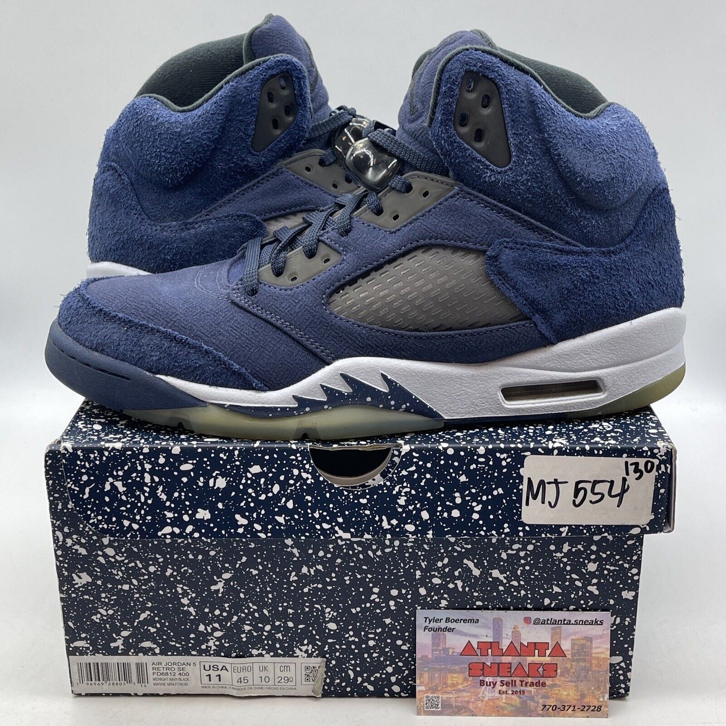 Size 11 - Air Jordan 5 Retro SE Midnight Navy White Black Suede (FD6812-400)