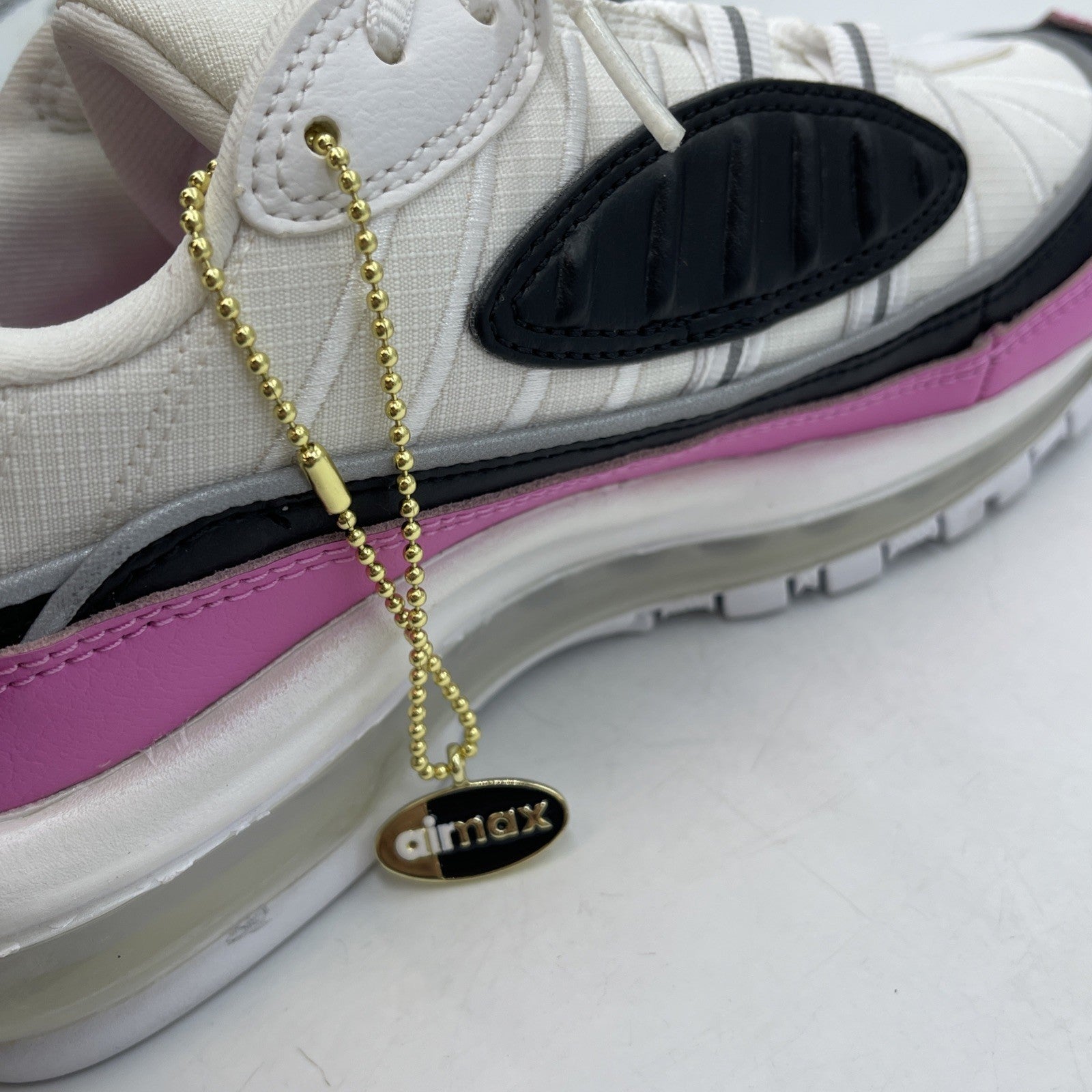 Size 6.5W- Nike Air Max 98 SE China Rose Black White Suede Leather (AT6640-100)