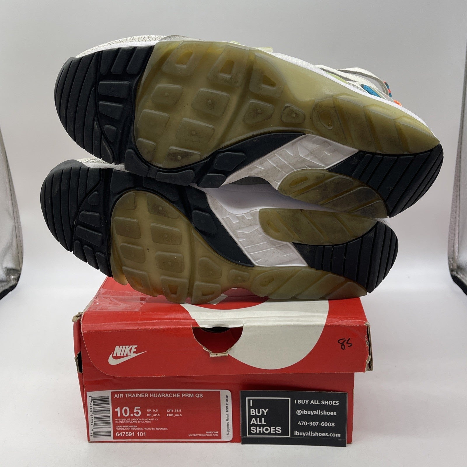 Size 10.5 - Nike Air Trainer Huarache Premium White Leather (647591-101)