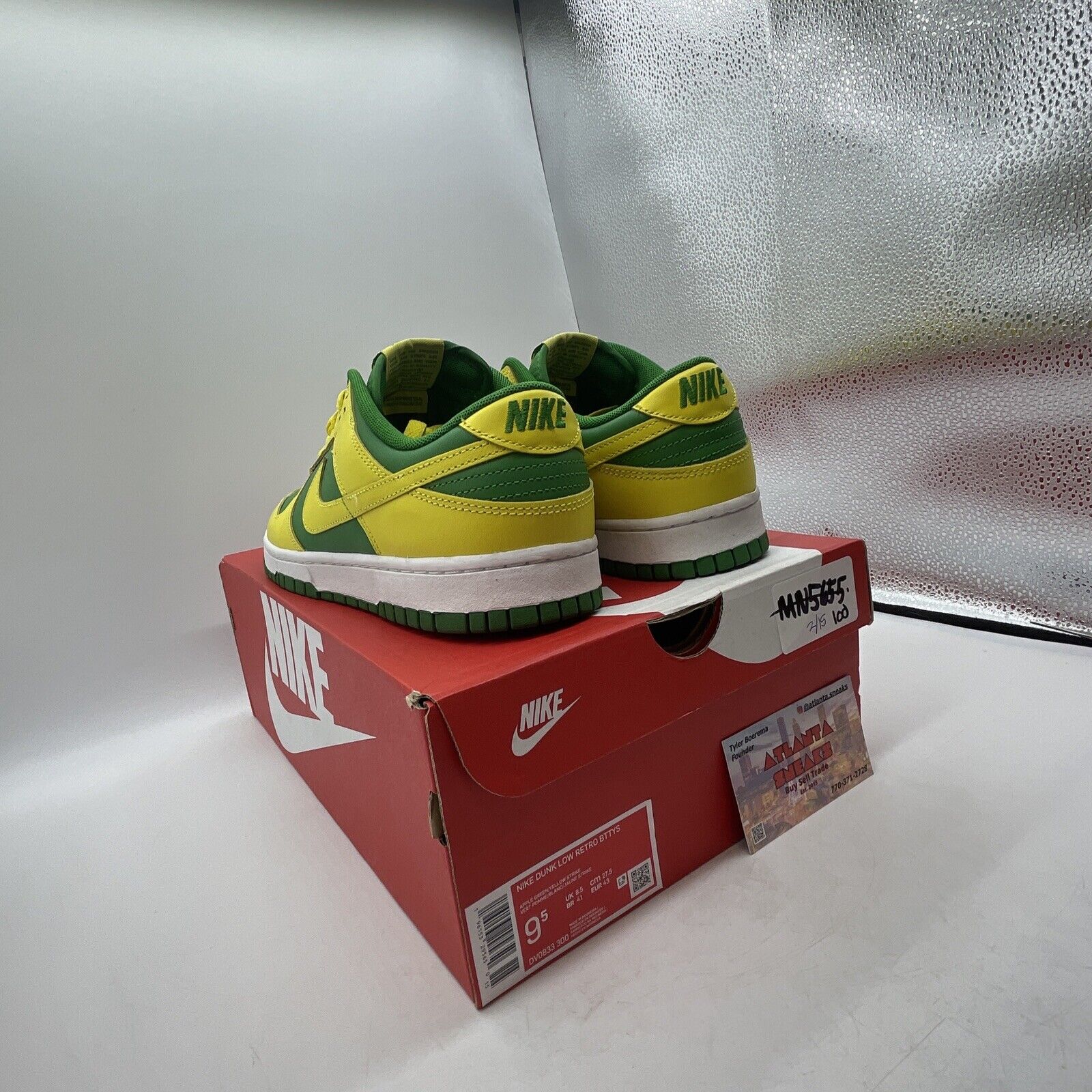 Size 9.5 - Nike Dunk Low Reverse Brazil Yellow Green Leather (DV0833-300)