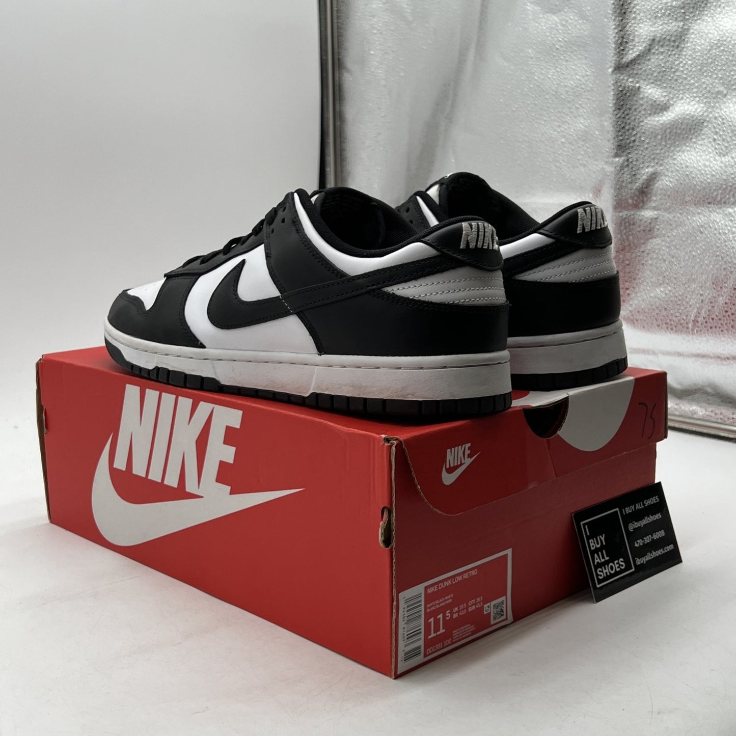 Size 11.5 - Nike Dunk Low Black White (DD1391-100)