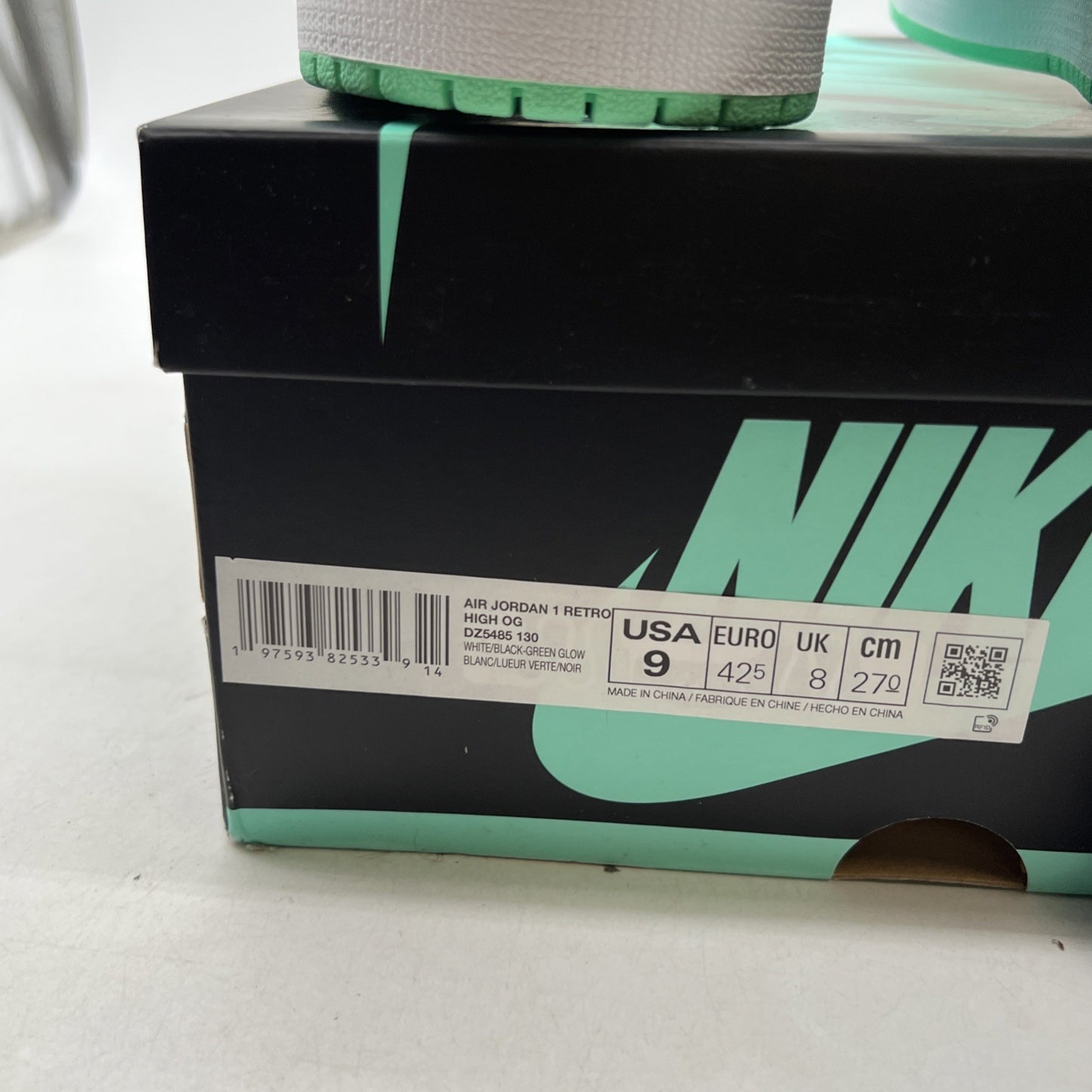 Size 9 - Air Jordan 1 Retro OG High Green Glow (DZ5485-130)