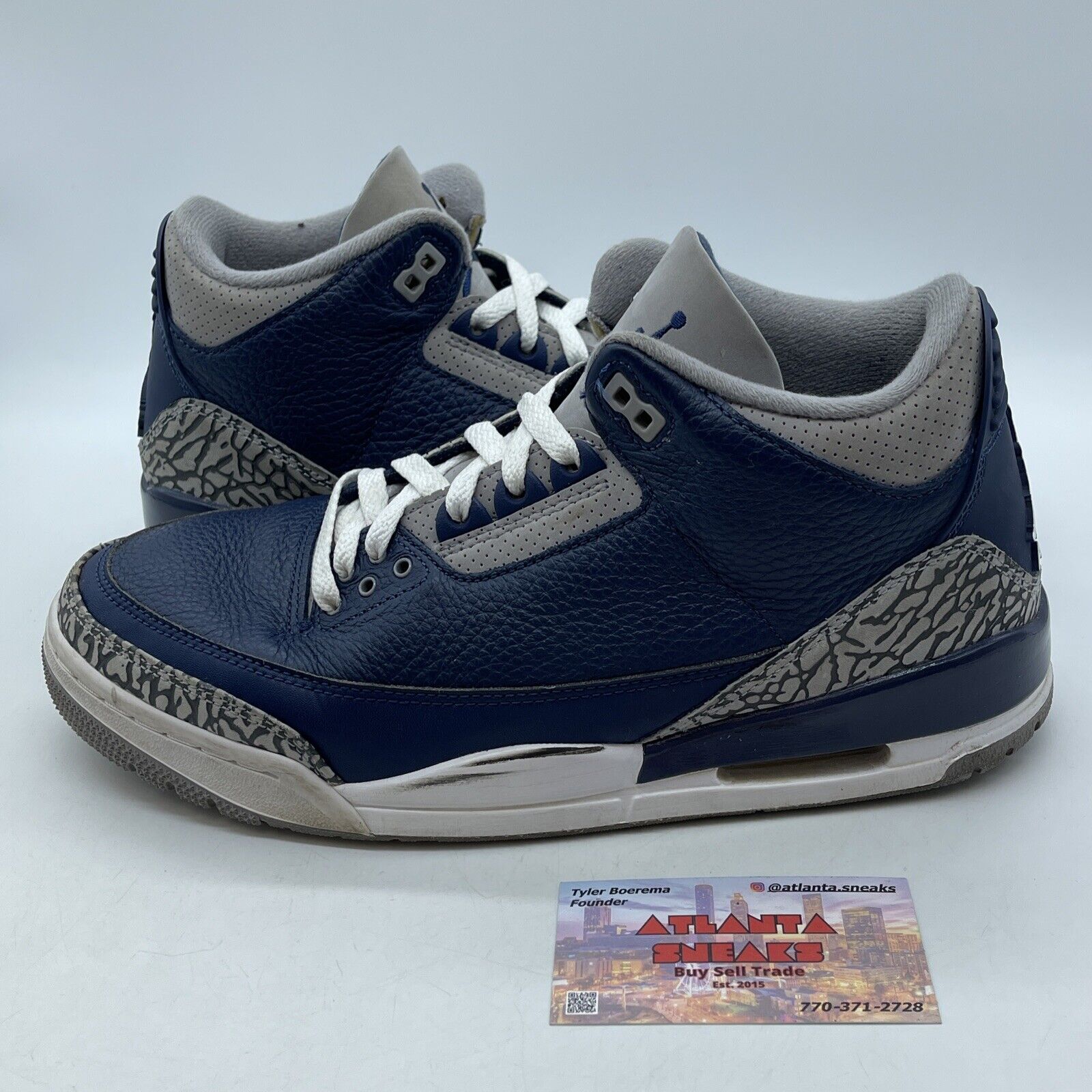 Size 9.5 - Jordan 3 Retro Blue White Leather Grey Suede (CT8532-401)