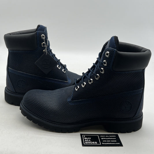 Size 10 - Timberland Fabric Mesh Navy Blue Lace Up High Top Boots Leather Blue