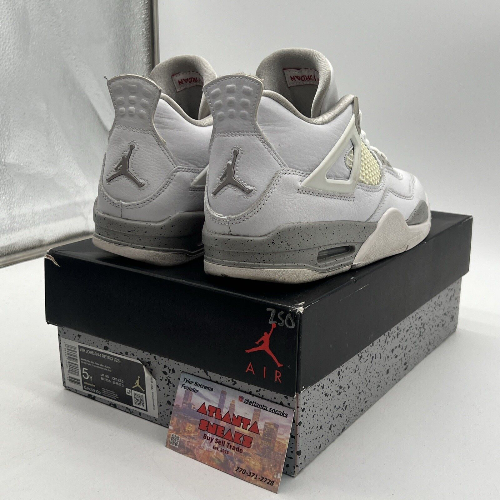 Size 5Y - Jordan 4 Retro Mid White Oreo Red Leather (DJ4699-100)