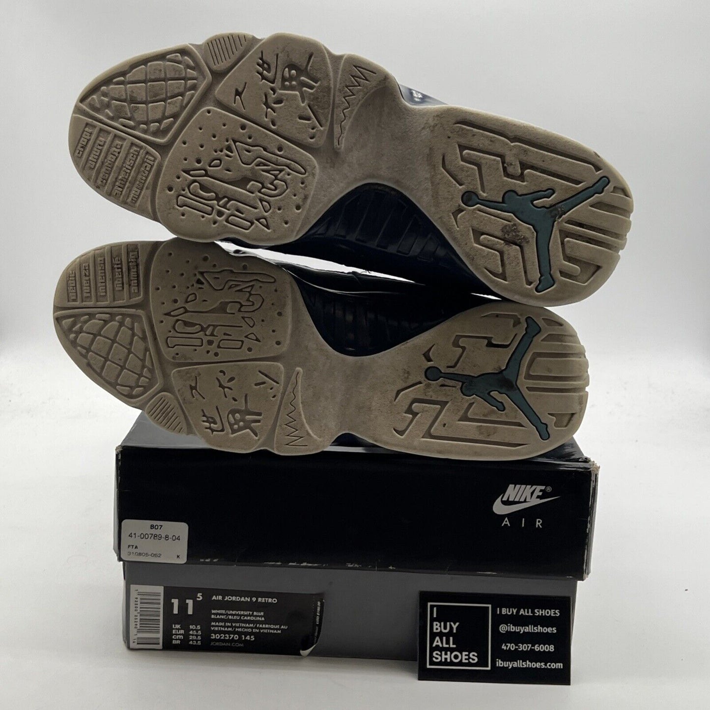 Size 11.5 - Air Jordan 9 Retro UNC (302370-145)