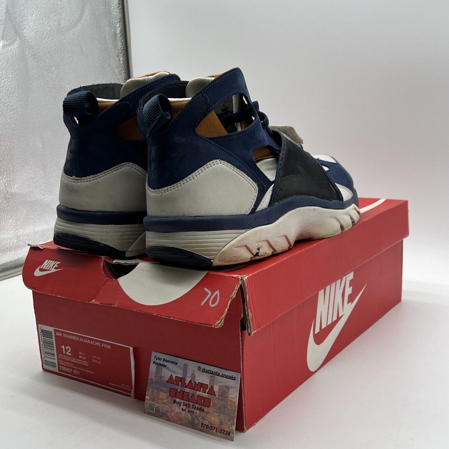 Size 12 - Nike Air Trainer Huarache Premium Medecine Ball Navy  (705427-001)