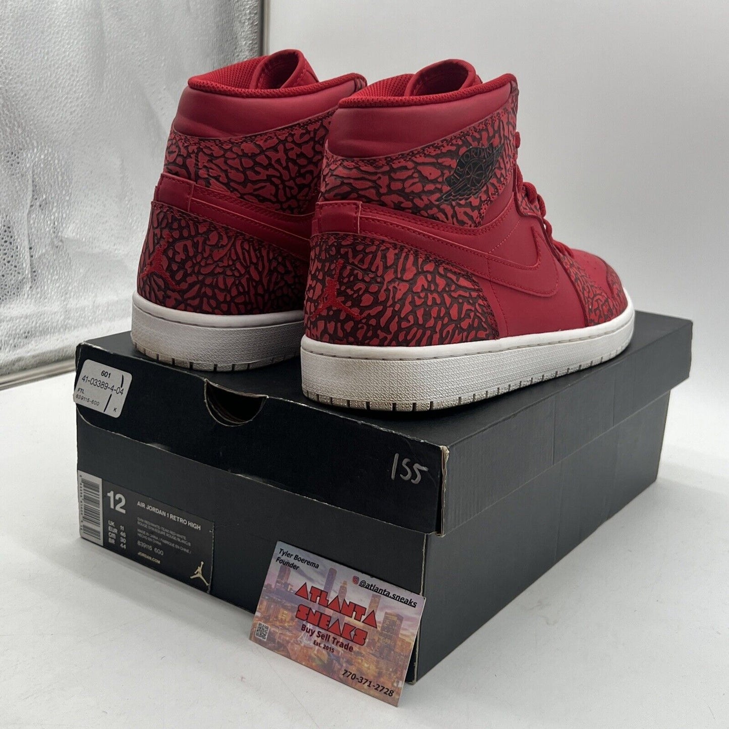 Size 12 - Air Jordan 1 Retro High Red Elephant Leathe Black (839115-600)