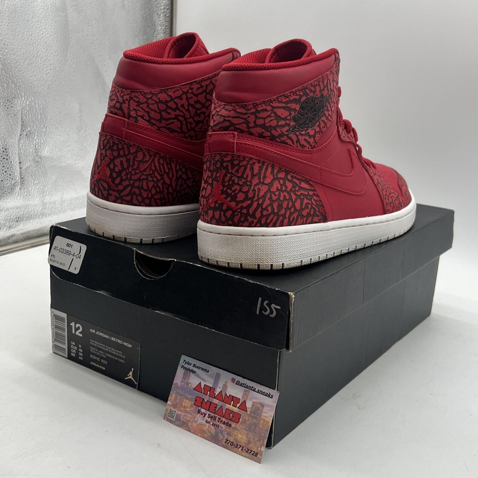 Size 12 - Air Jordan 1 Retro High Red Elephant Leathe Black (839115-600)