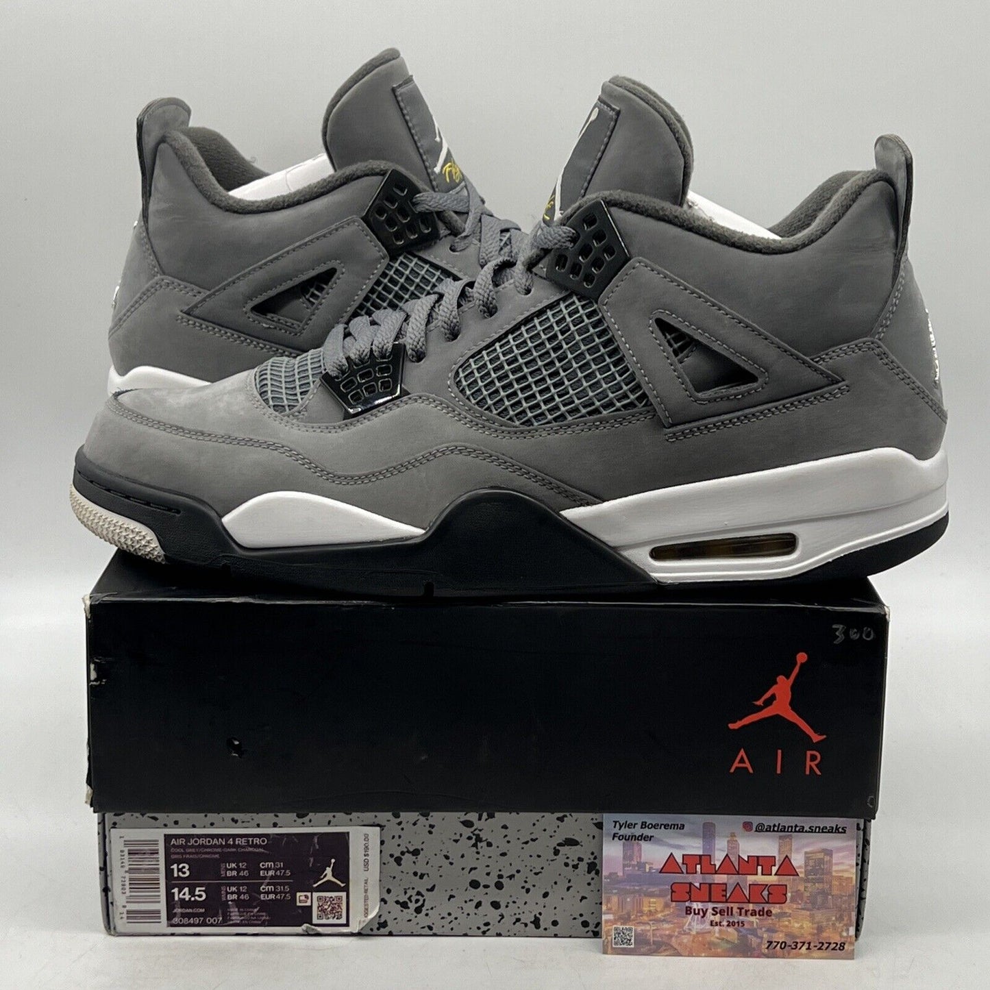 Size 13 - Jordan 4 Retro Low Cool Grey White Black Suede (308497-007)