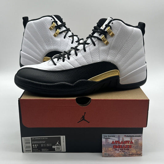 Size 11.5 - Jordan 12 Royalty White Black Gold New Leather Human Retros OG Box