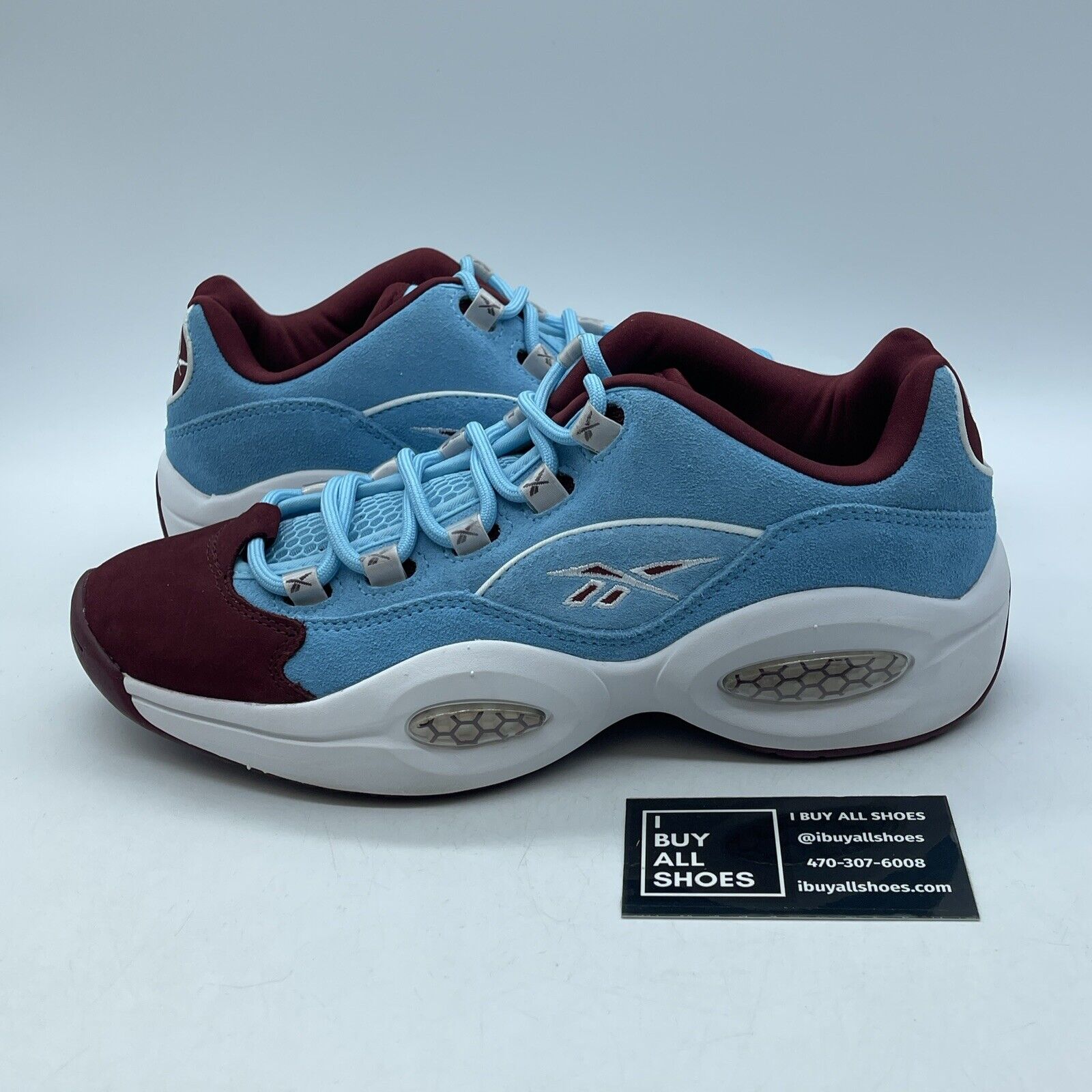 Size 8 - Reebok Question Low Phillies Digital Blue Burgundy Suede (GZ0990)