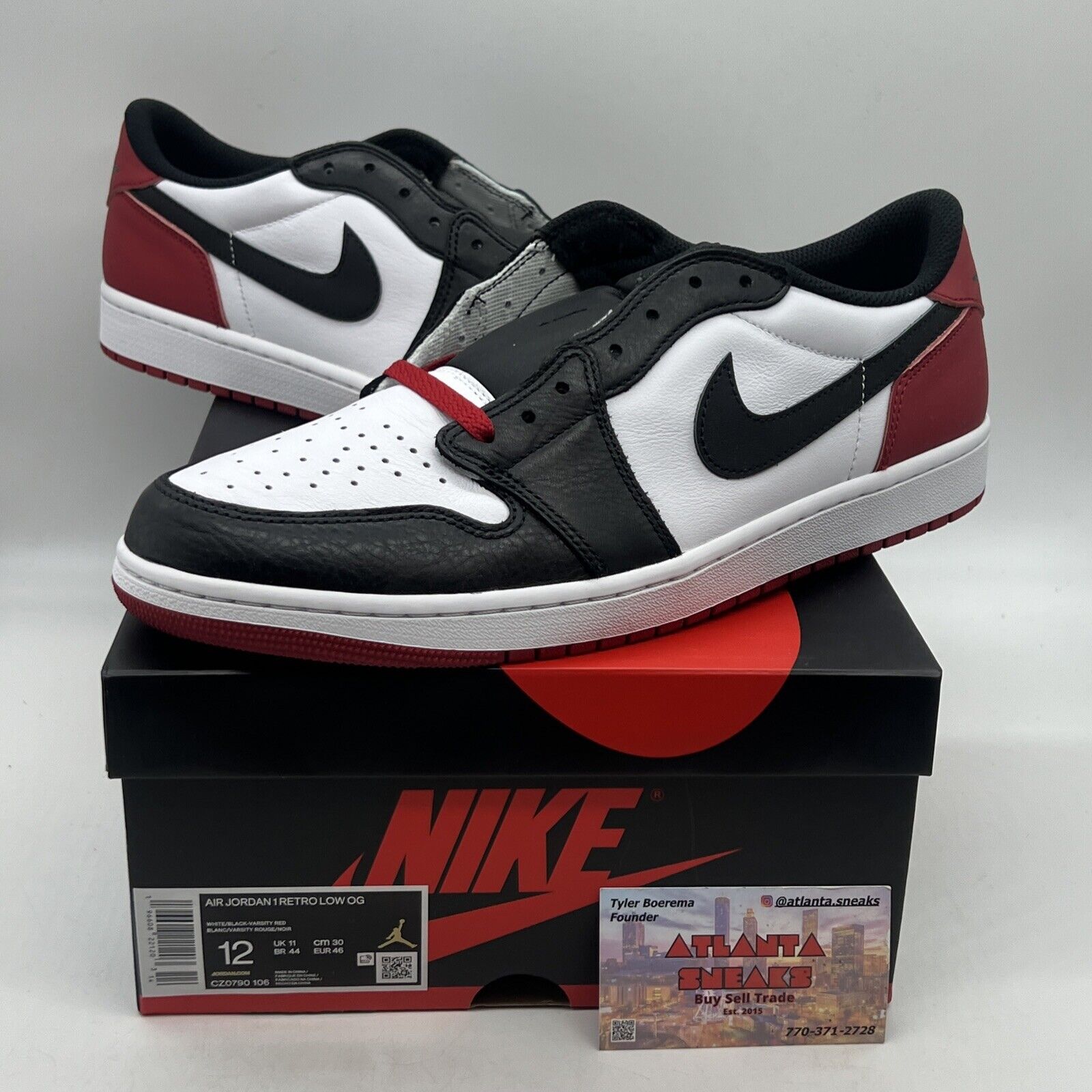 Size 12 - Air Jordan 1 Retro OG Black Toe Red Black White Brand New Og All DS