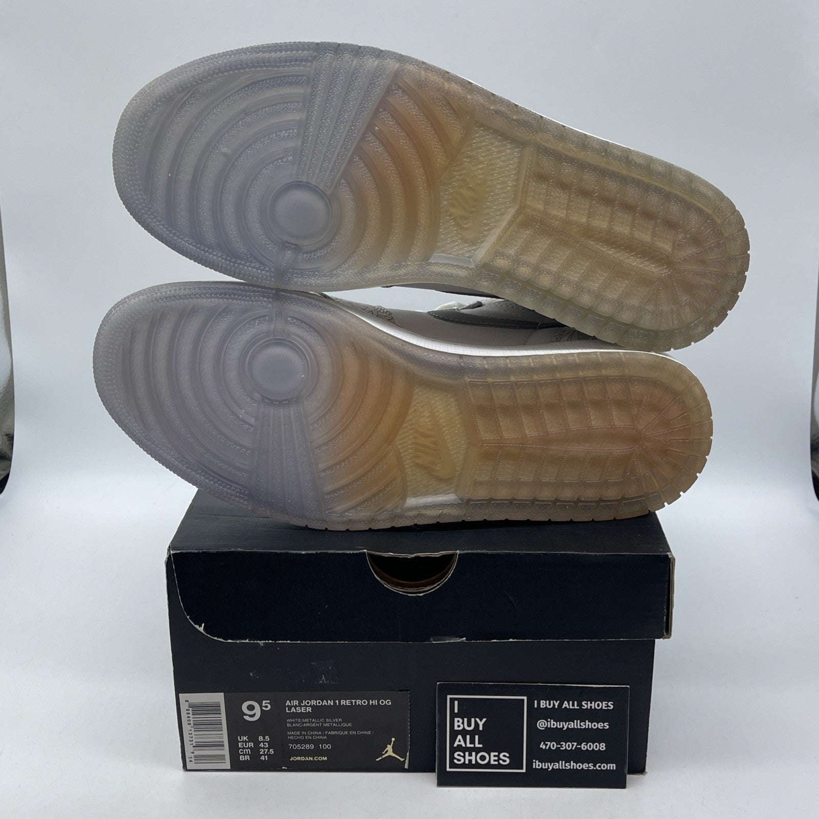 Size 9.5 - Air Jordan 1 Retro OG High Laser White Grey Suede (705289-100)