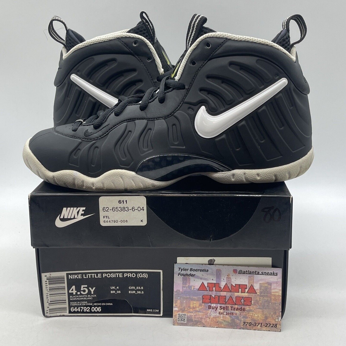 Size 4.5Y (GS) - Nike Little Posite Pro Mid Dr. Doom Black White (644792-006)