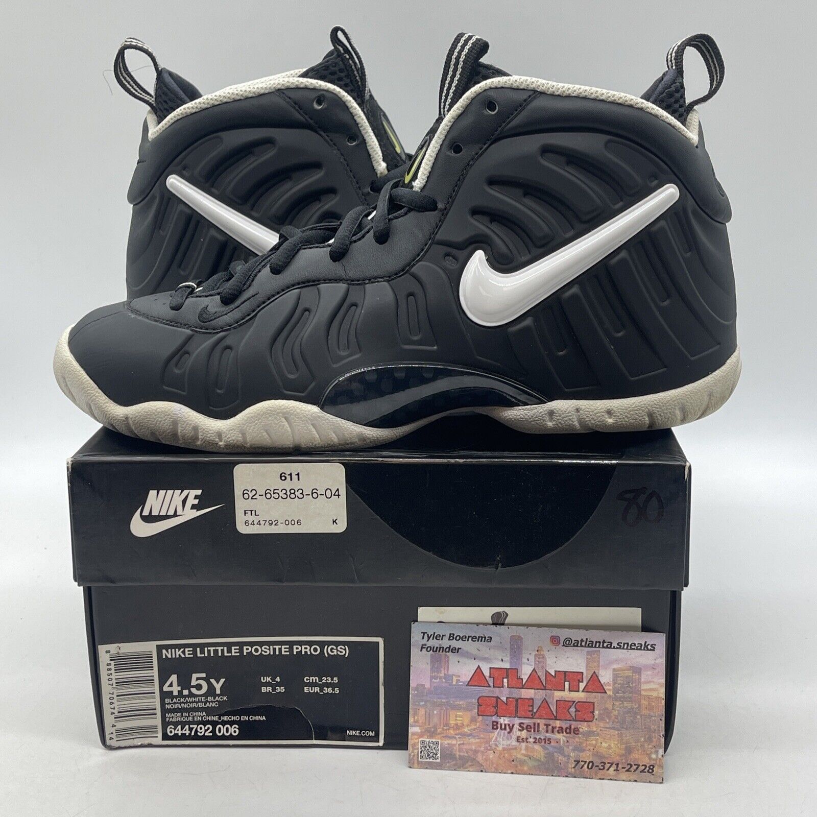 Size 4.5Y (GS) - Nike Little Posite Pro Mid Dr. Doom Black White (644792-006)