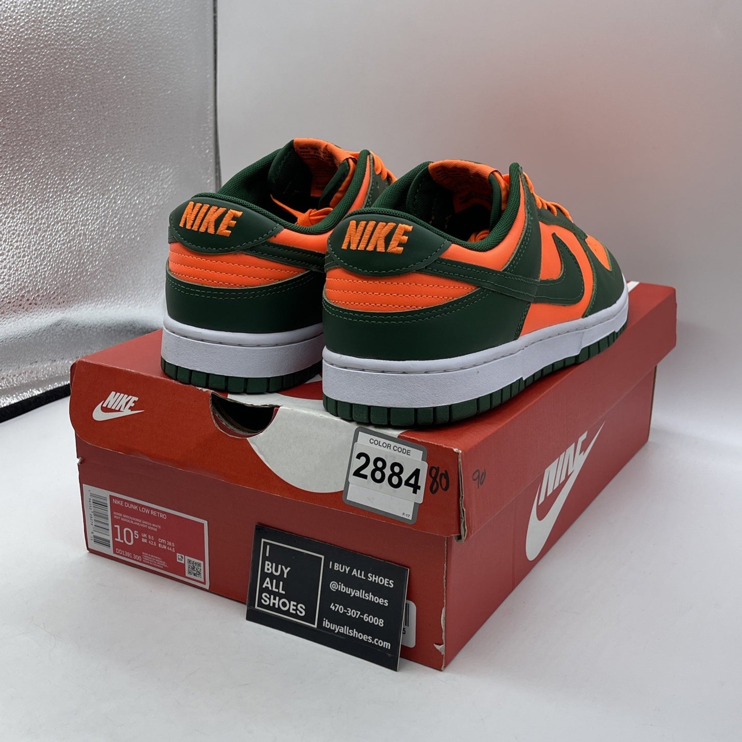 Size 10.5 - Nike Dunk Low Miami Hurricanes Green Orange Leather (DD1391-300)