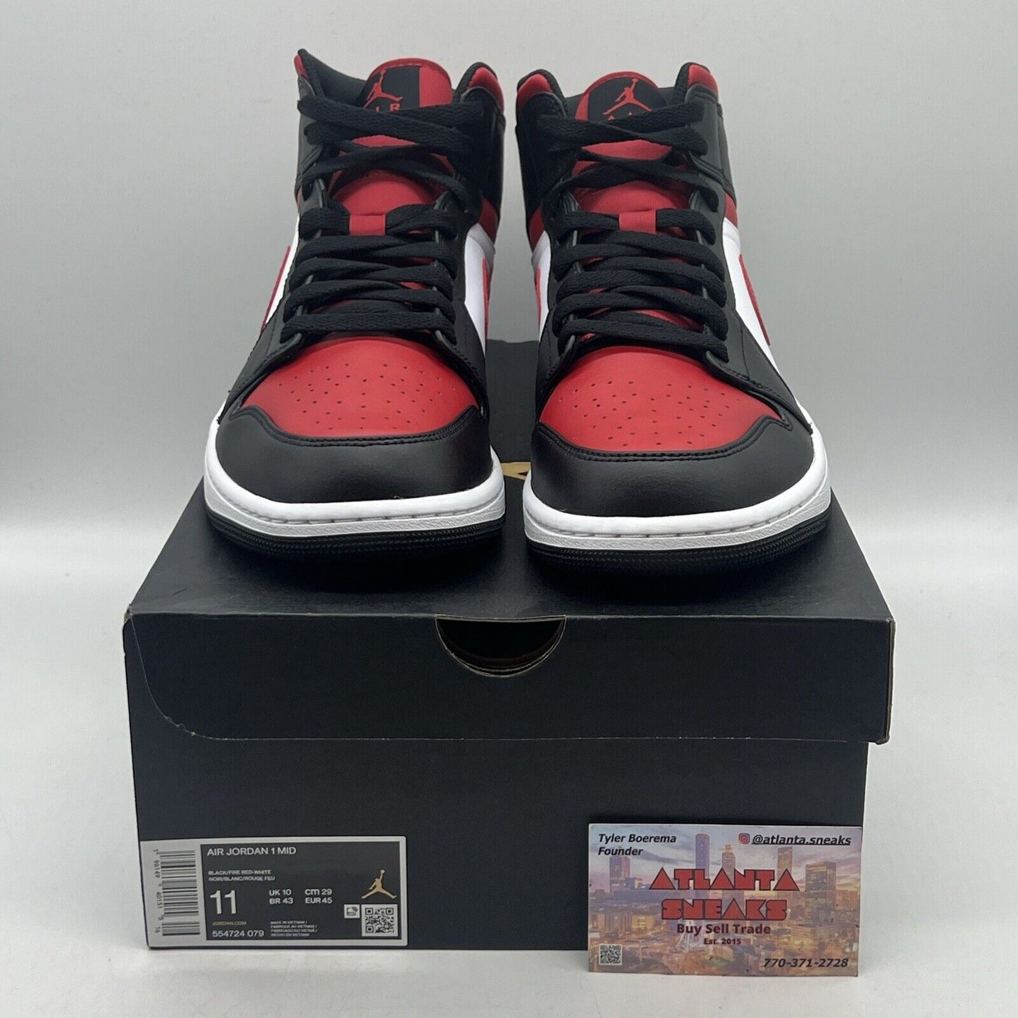 Size 11 - Jordan 1 Mid Bred Toe Brand New Og All