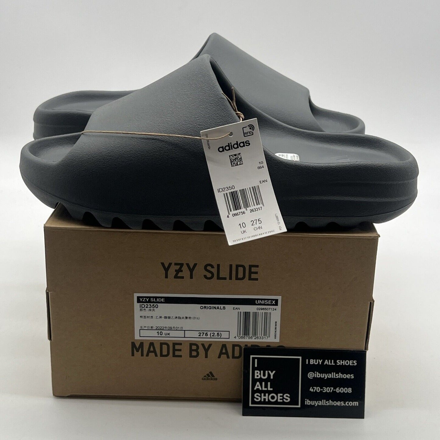 Size 10 - Men’s Adidas Yeezy Slide “Slate Grey”.(ID2350).