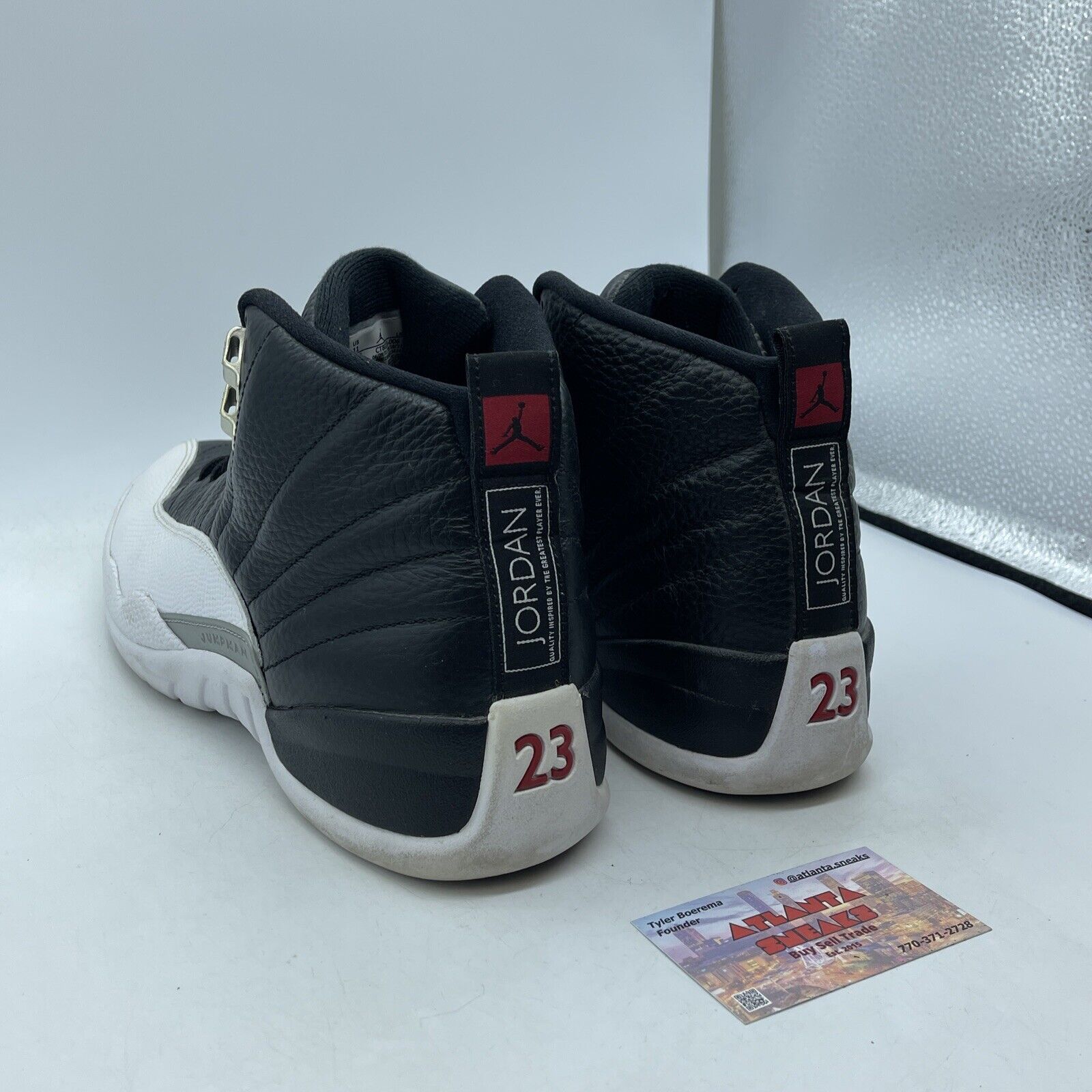 Size 11 - Jordan 12 Retro Mid Playoff Black Grey White Red Leather (CT8013-006)