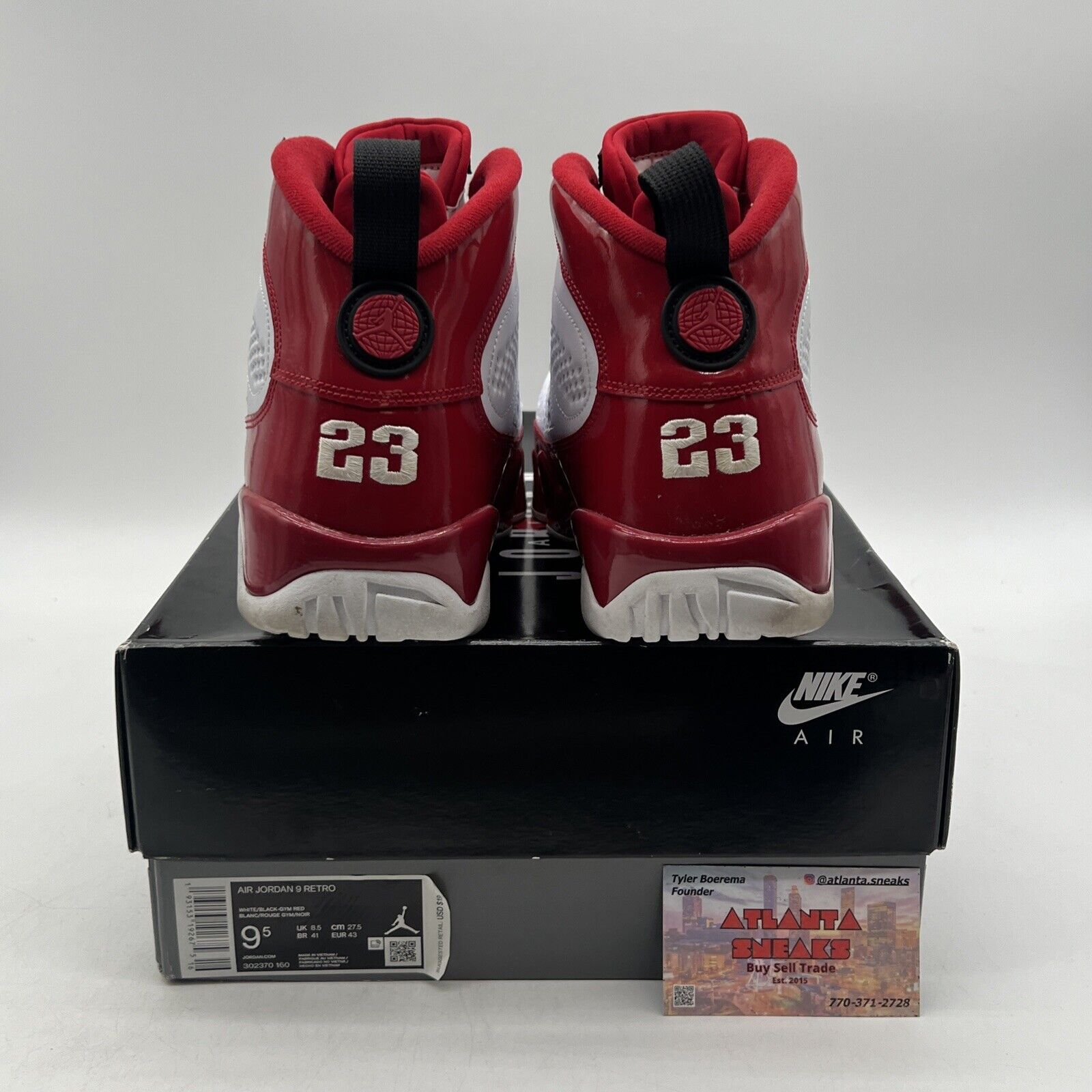 Size 9.5 - Air Jordan 9 Retro Gym Red White Black Leather (302370-160)