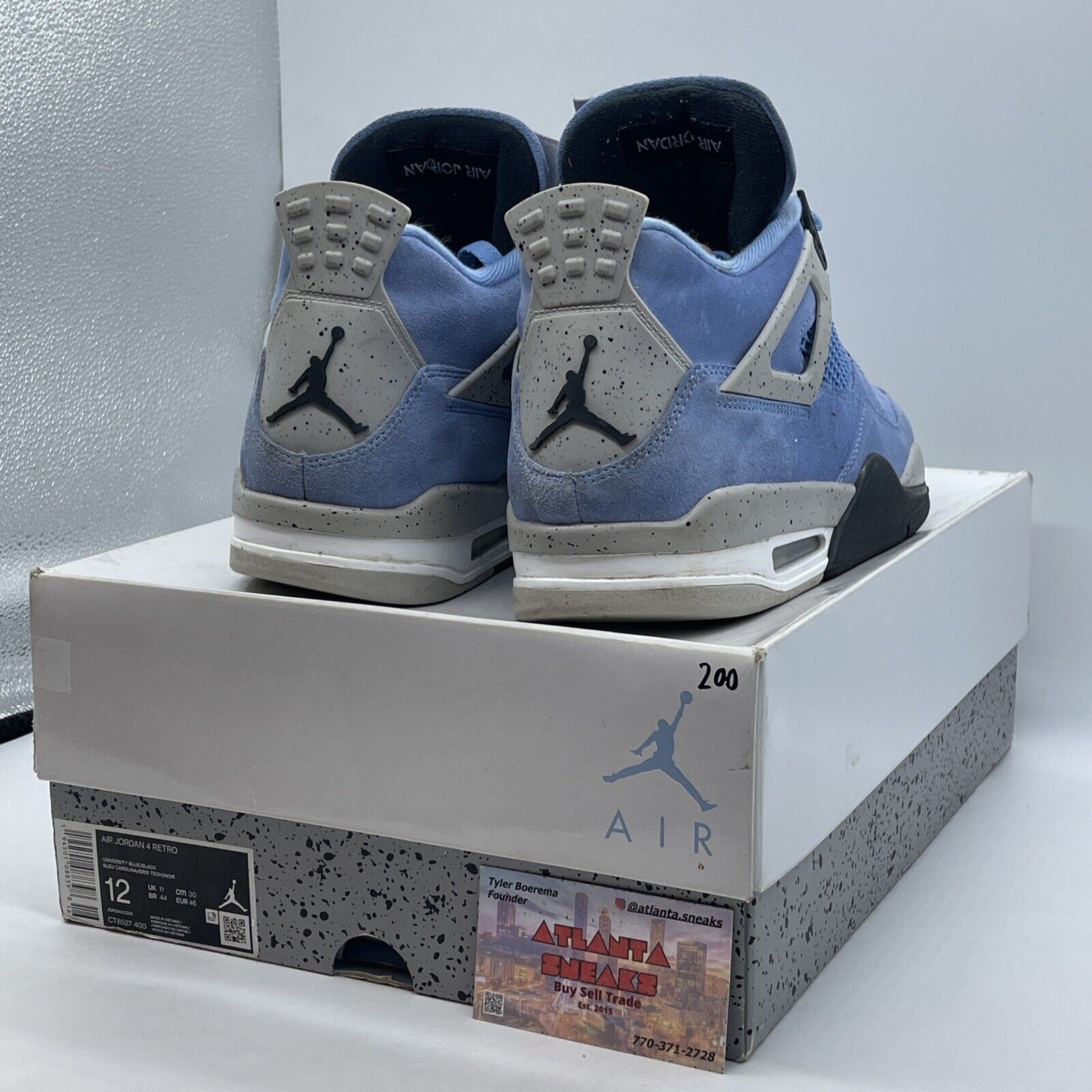 Size 12 - Jordan 4 Retro Mid University Blue Suede Grey Black (CT8527-400)