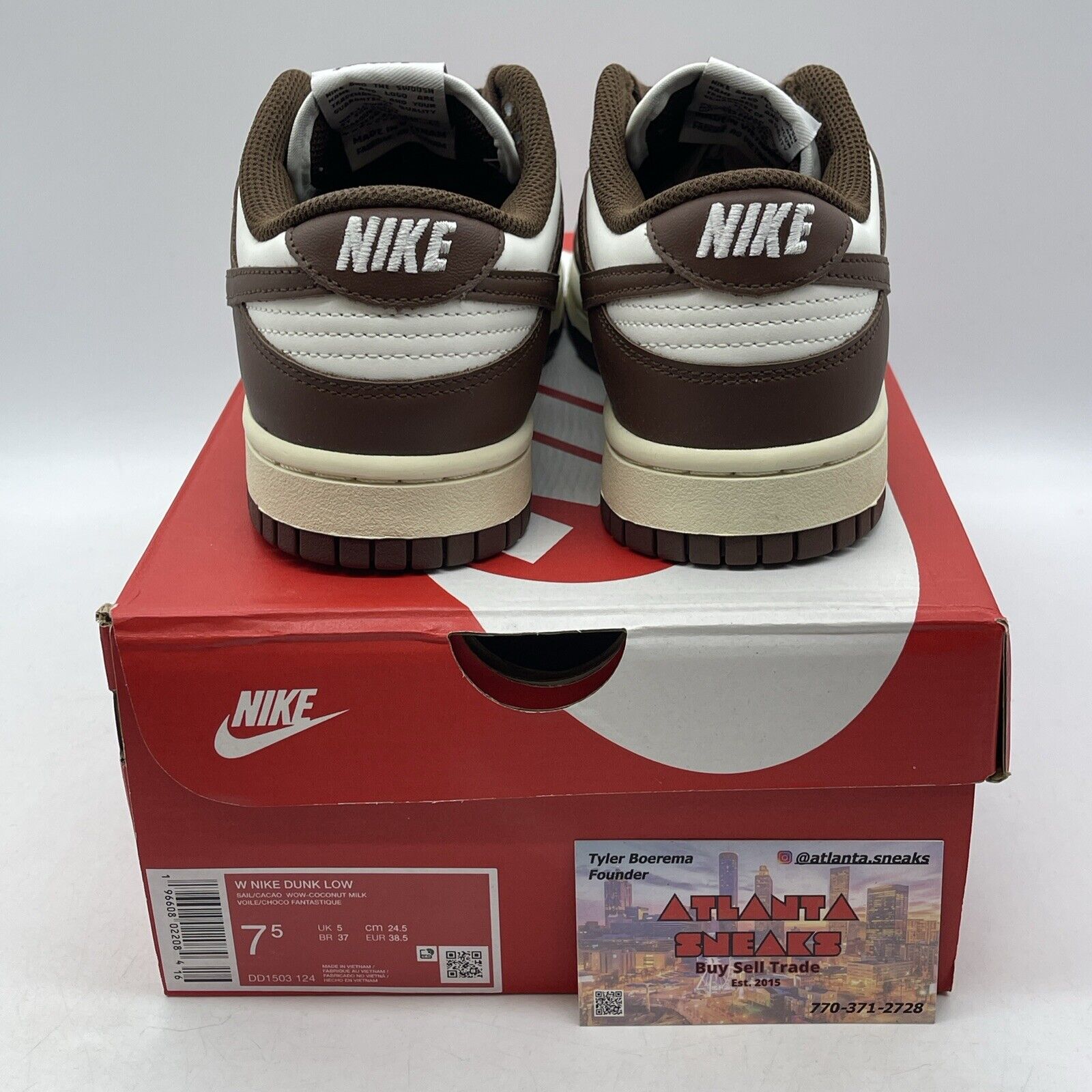 Size 7.5 - Nike Dunk Low Cacao Wow Brown White Leather (DD1503-124)