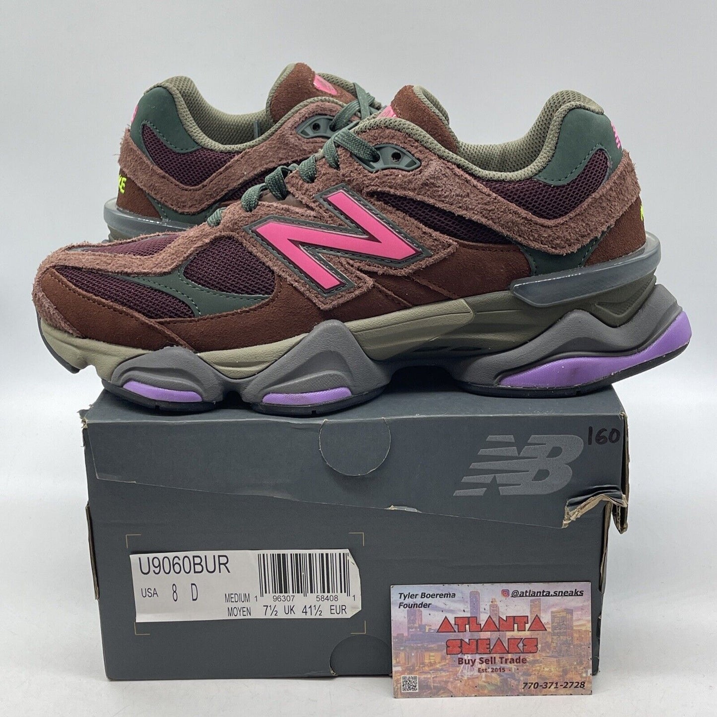 Size 8 - New Balance 9060 Burgundy Pink Brown Green Suede (U9060BUR)