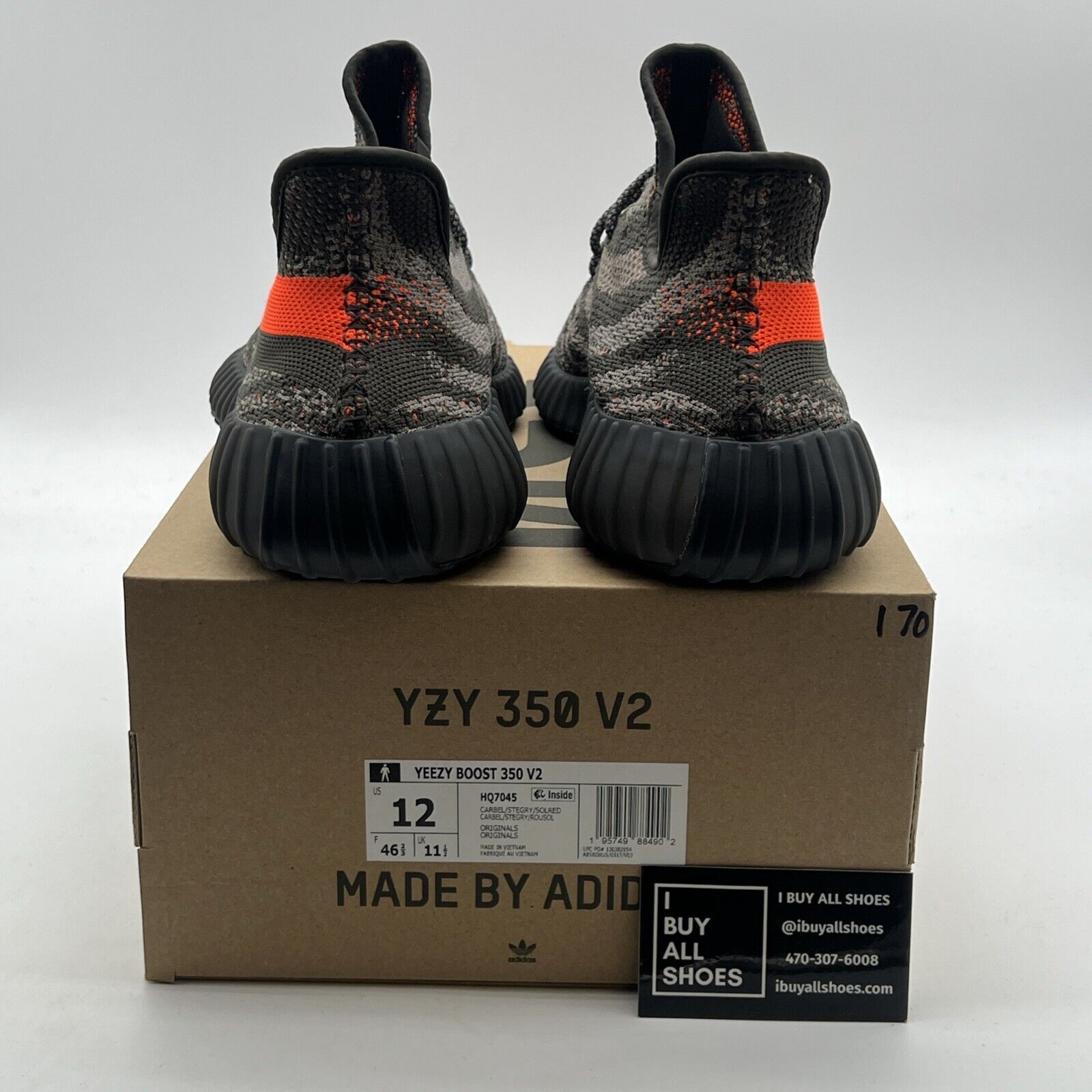 Size 12 - Adidas Yeezy Boost 350 V2 Low Carbon Beluga (HQ7045)